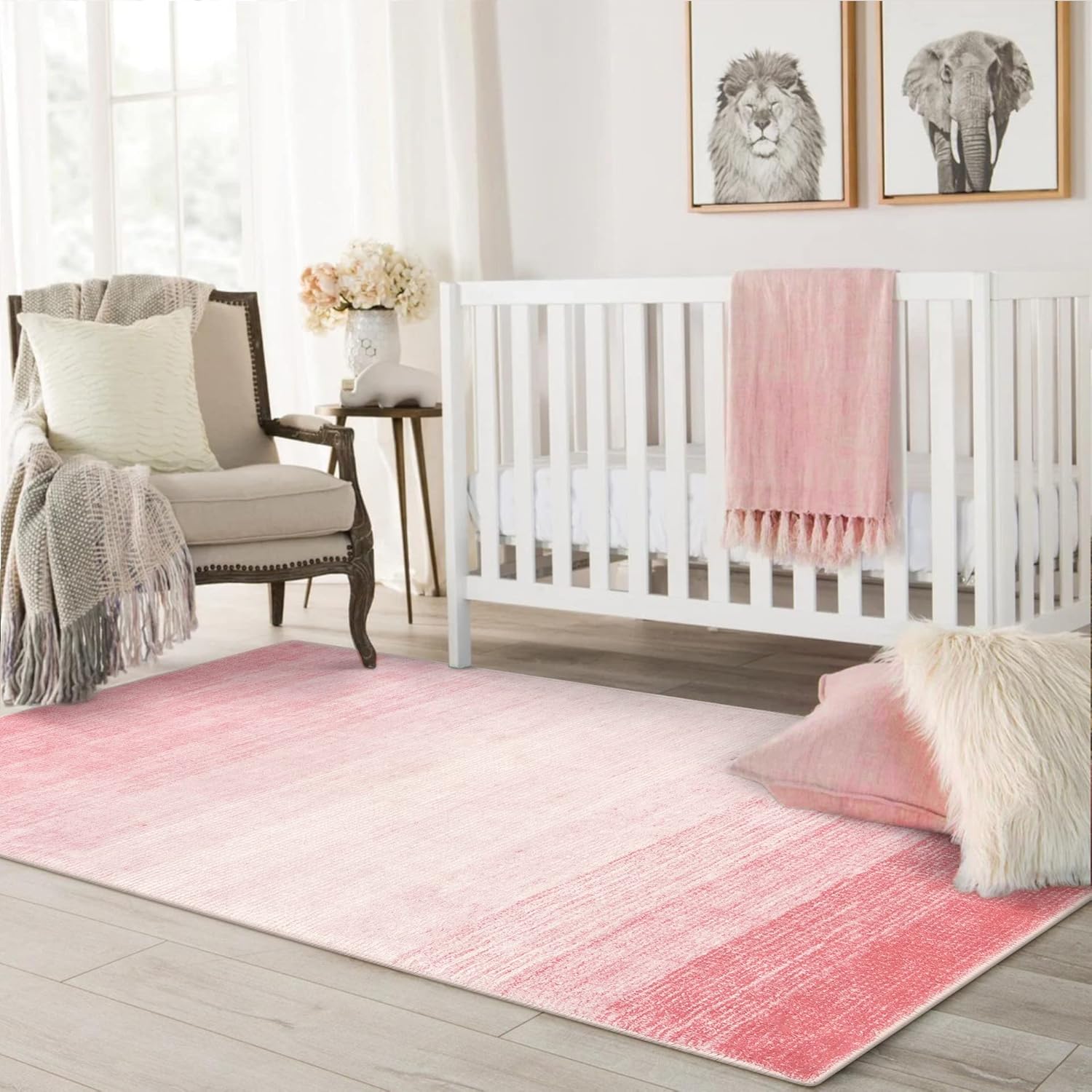 Wonnitar Washable 3x5 Area Rug Pink