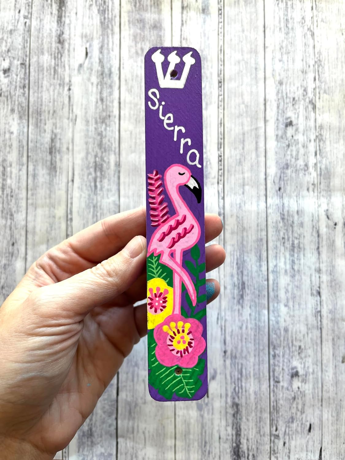 Lea Joelle Flamingo Mezuzah with Name 1