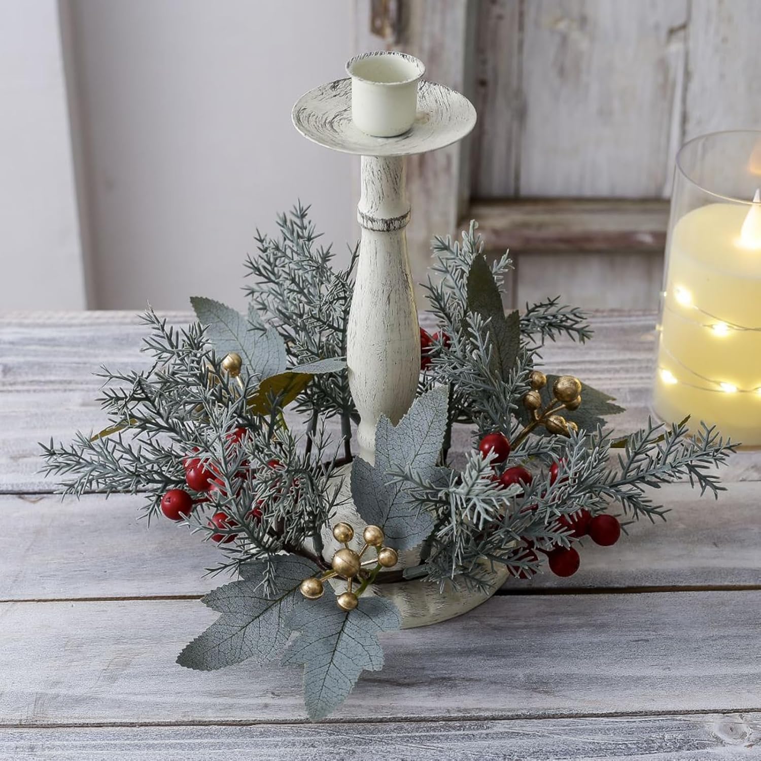 Grebest Candle Ring Decoration Maple Leaf Garland 1