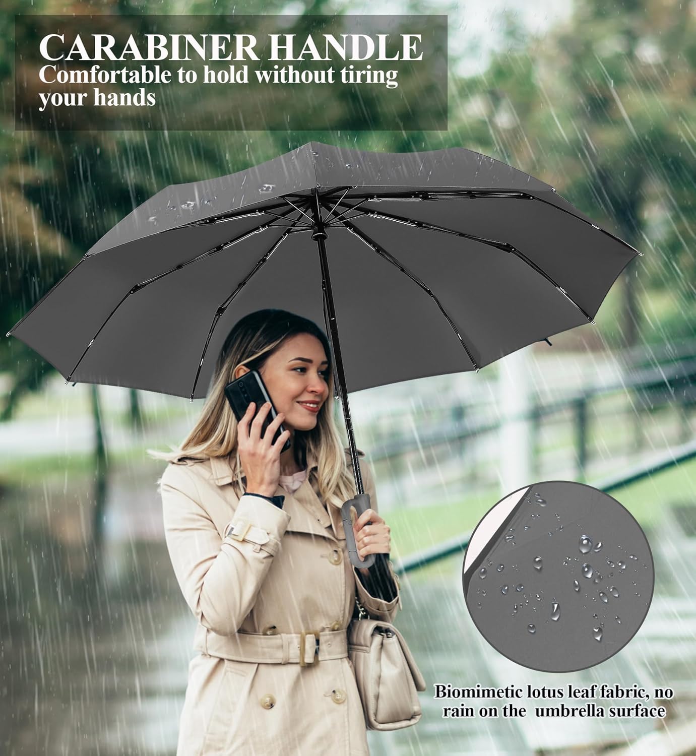 QWB TUMAAOTU Travel Umbrella with Carabiner Handle
