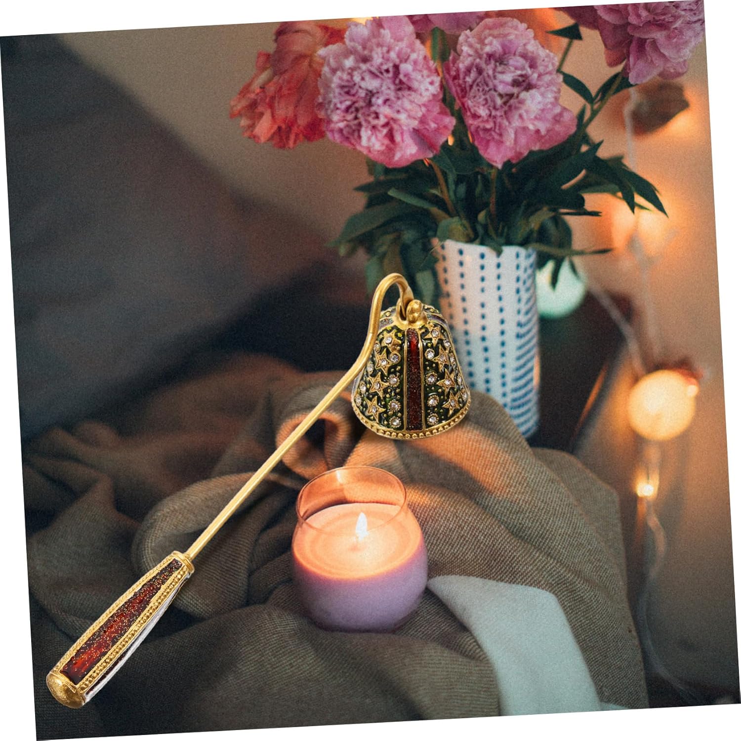 Ciieeo Candle Snuffer with Rhinestone Star Design