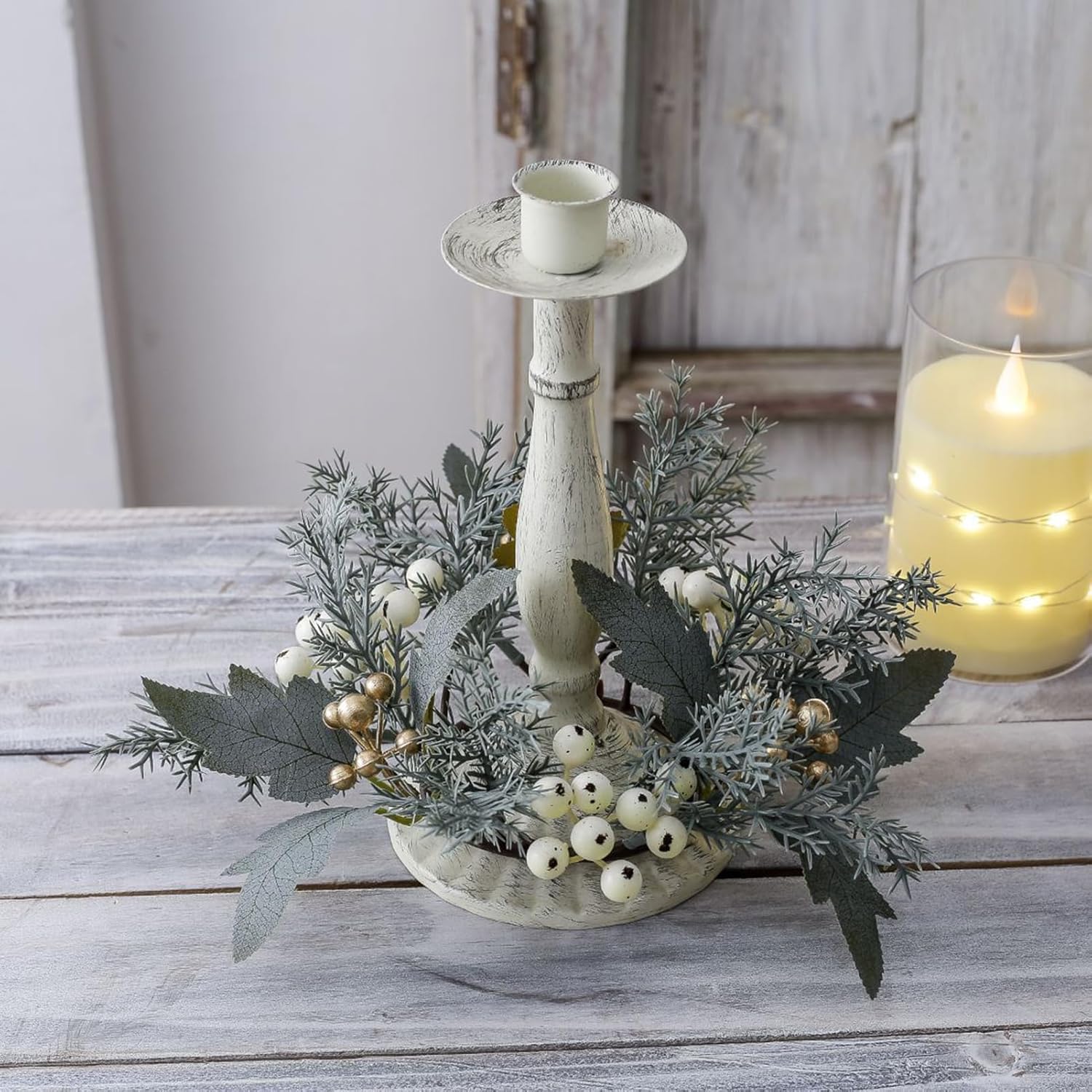 Adjustable Height Candle Ring with Maple Leaf and Floral Design
