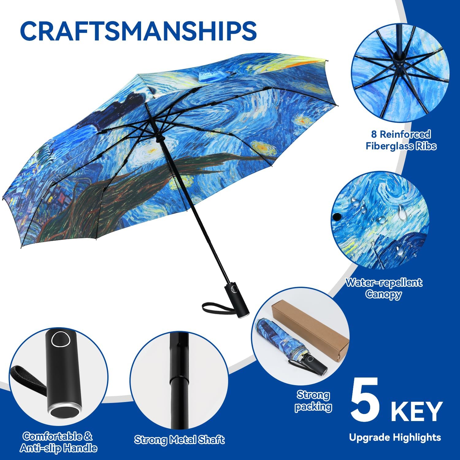 Van Gogh Artistic Folding Umbrella - Unisex Style