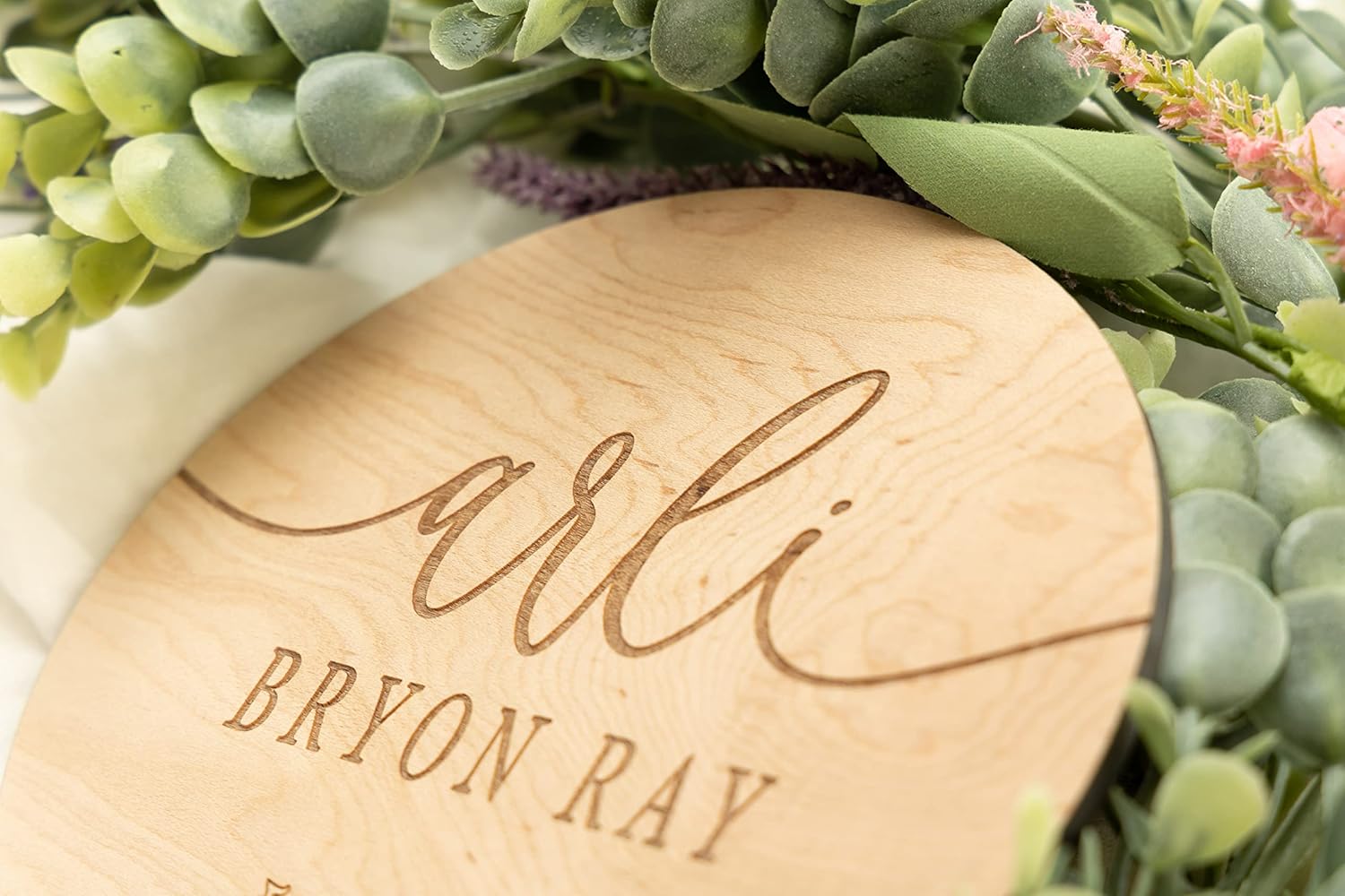 Laser Engraved Baby Announcement Sign with 9 Design Options
