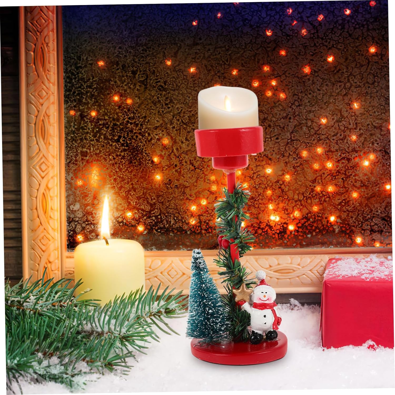 ETHZZLE Snowman Candle Holder Ornament for Christmas Decor