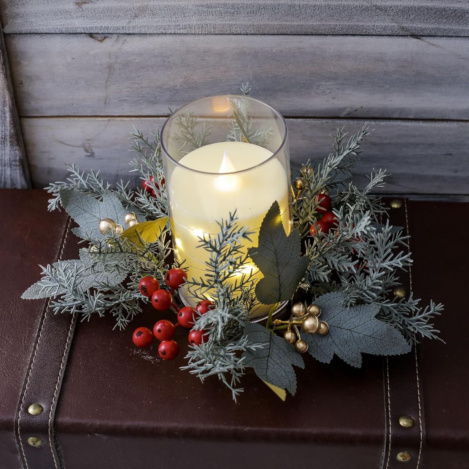 Grebest Candle Ring Decoration Maple Leaf Garland 1