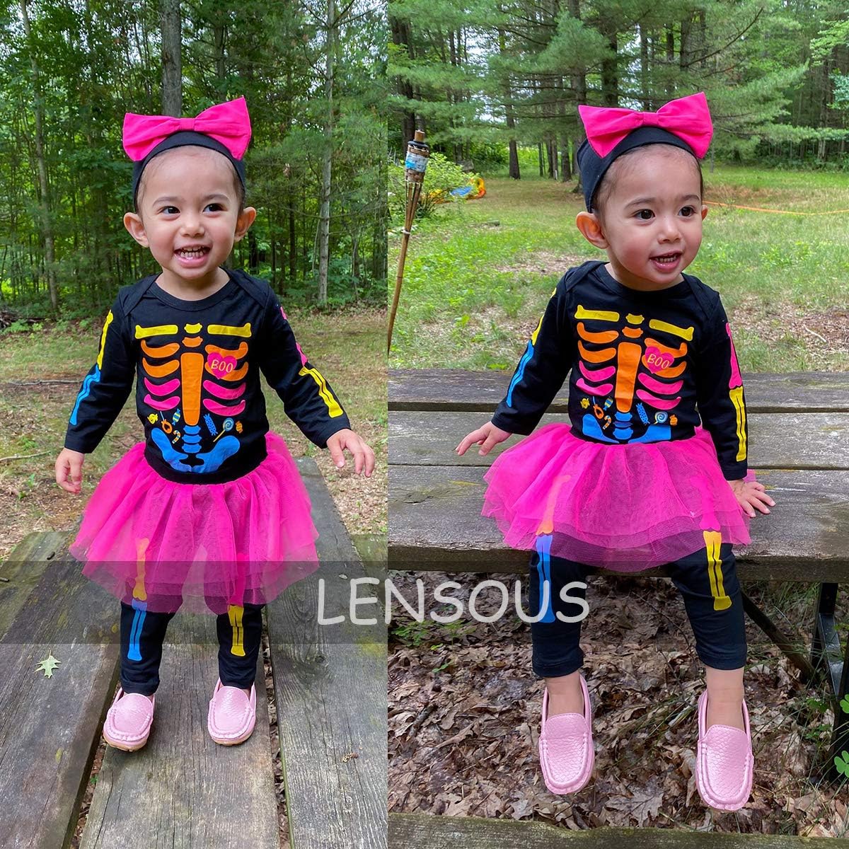 LENSOUS Baby Girls Halloween Skeleton Costume Romper Set