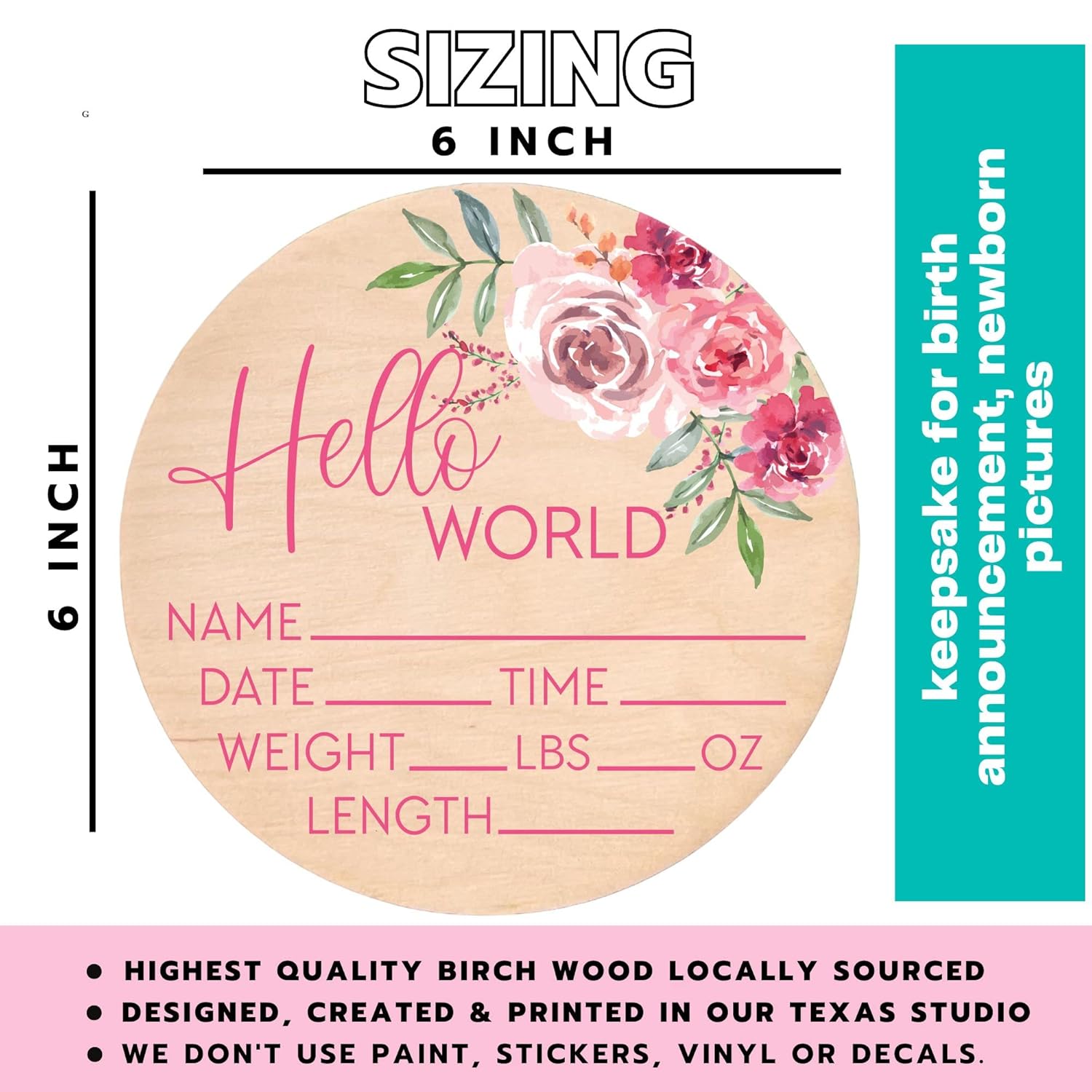 Yippee Baby World Sign - Newborn Birth Stats Decor