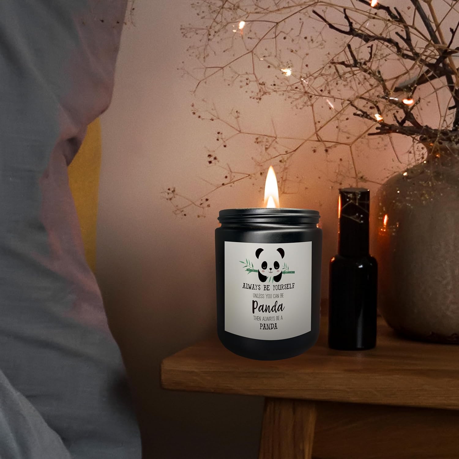 Mancheng-zi Panda Scented Candle Jar Black