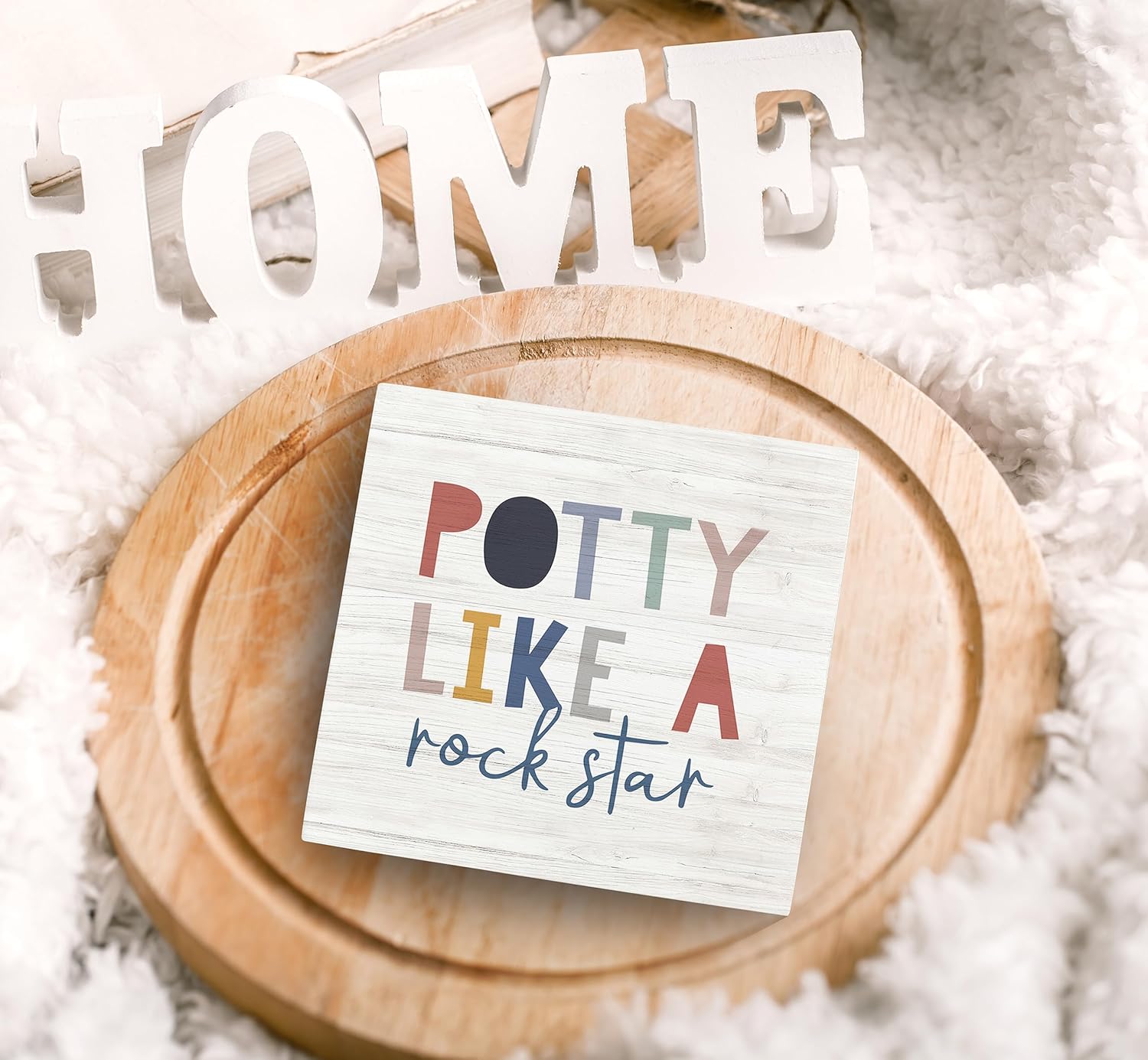 SRADMO Funny Kids Potty Sign Rock Star Wood Box Decor