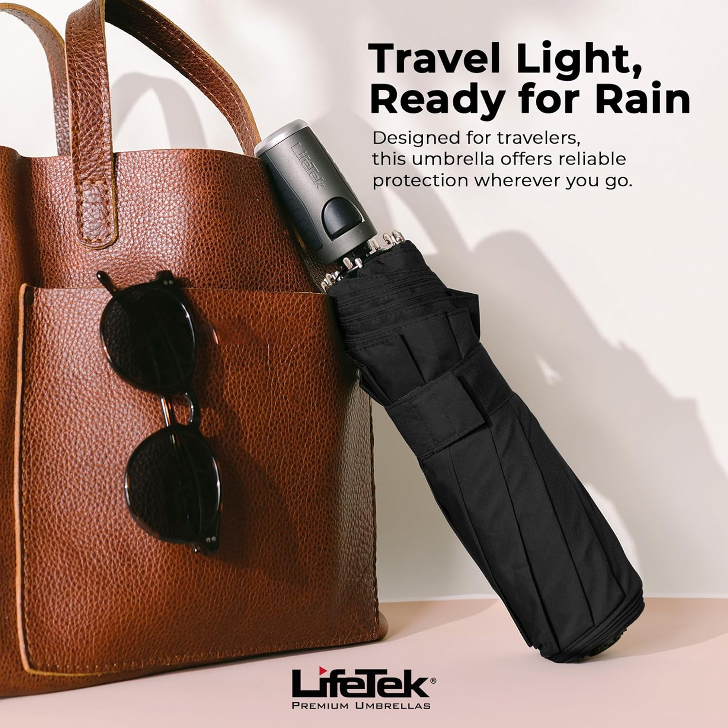 LifeTek Windproof Travel Umbrella - Compact Automatic UV Protection