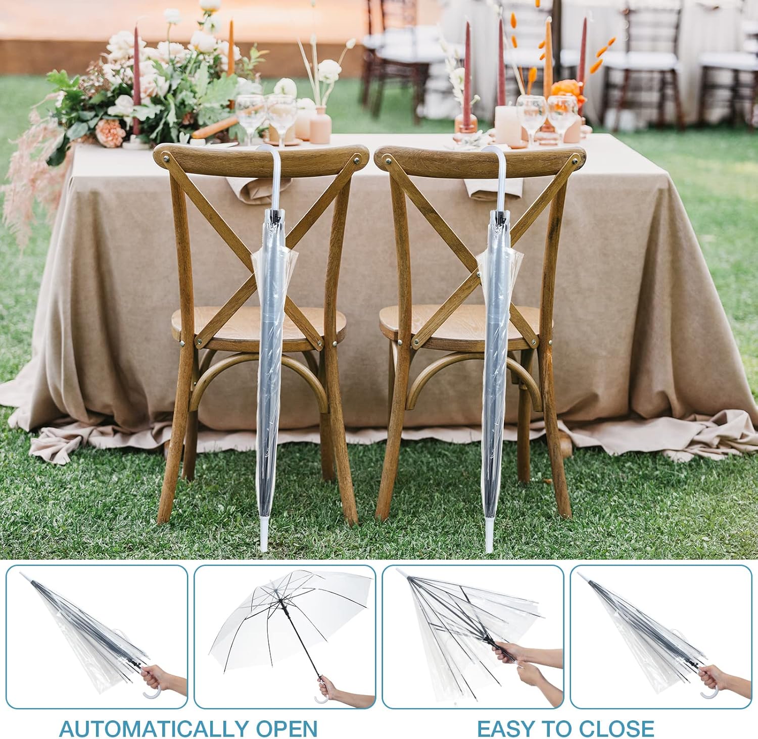 Saintrygo 20 Pack Clear Wedding Umbrellas with J Hook Handle 1
