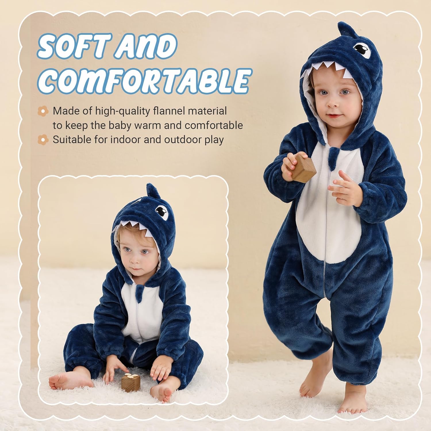 MICHLEY Baby Hooded Romper Animal Costume for Halloween 2-36 Months