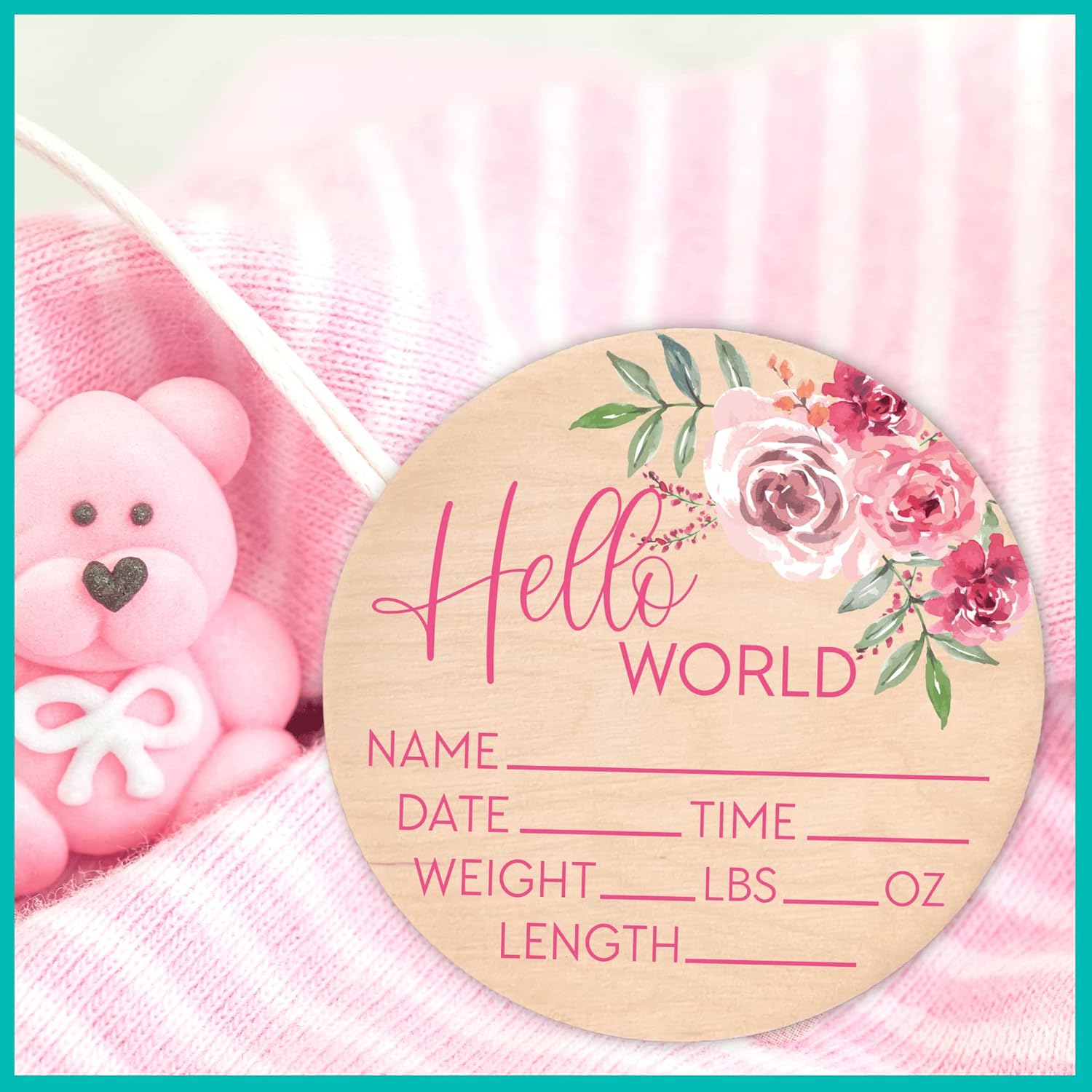 Yippee Baby World Sign - Newborn Birth Stats Decor