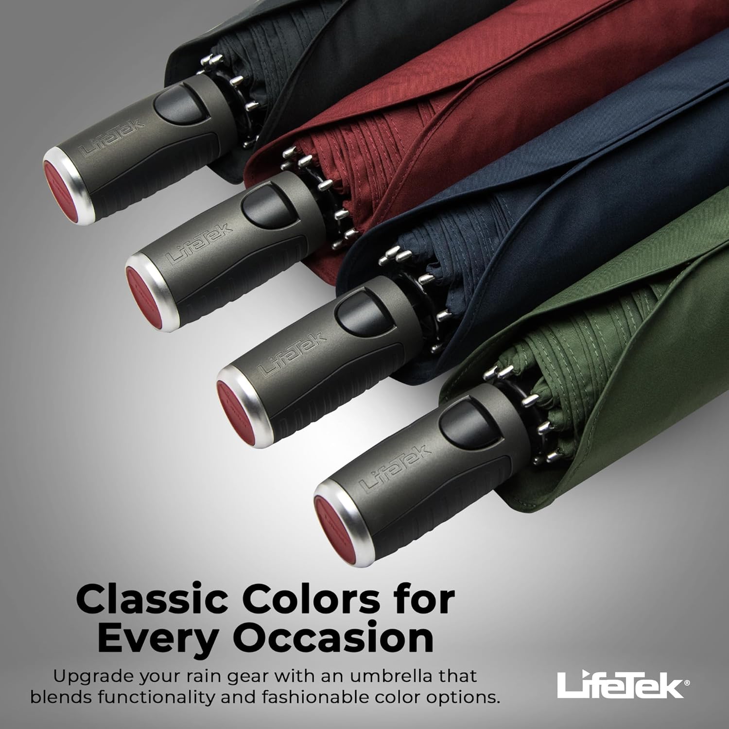 LifeTek Windproof Travel Umbrella - Compact Automatic UV Protection