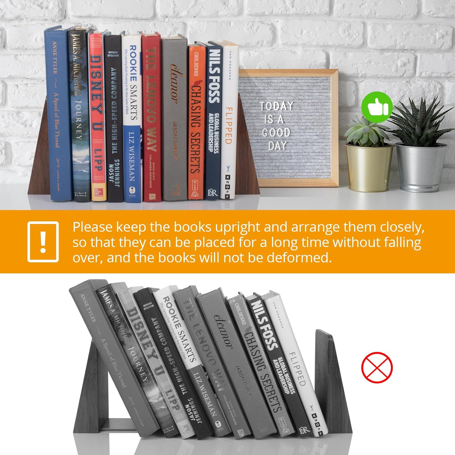 DRELIFAM Black Walnut Book Ends Heavy Duty