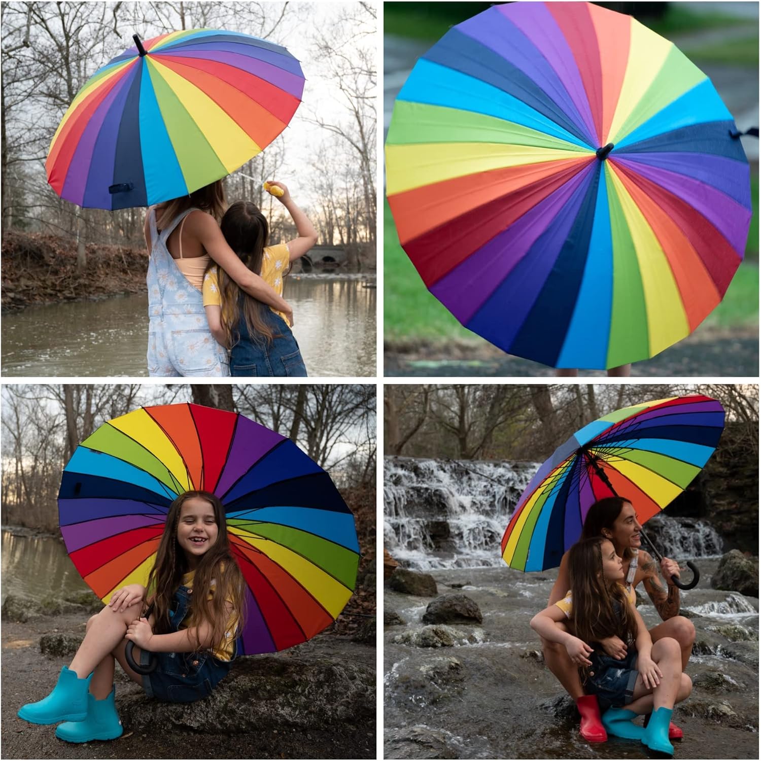 Totes Large Eco Auto-Open Stick Umbrella with J Hook Handle 1