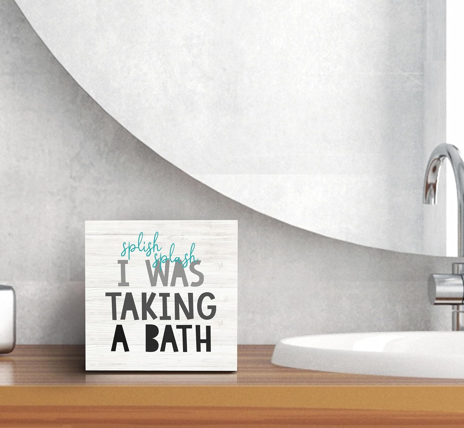 SRADMO Splish Splash Bathroom Wood Box Sign Decor