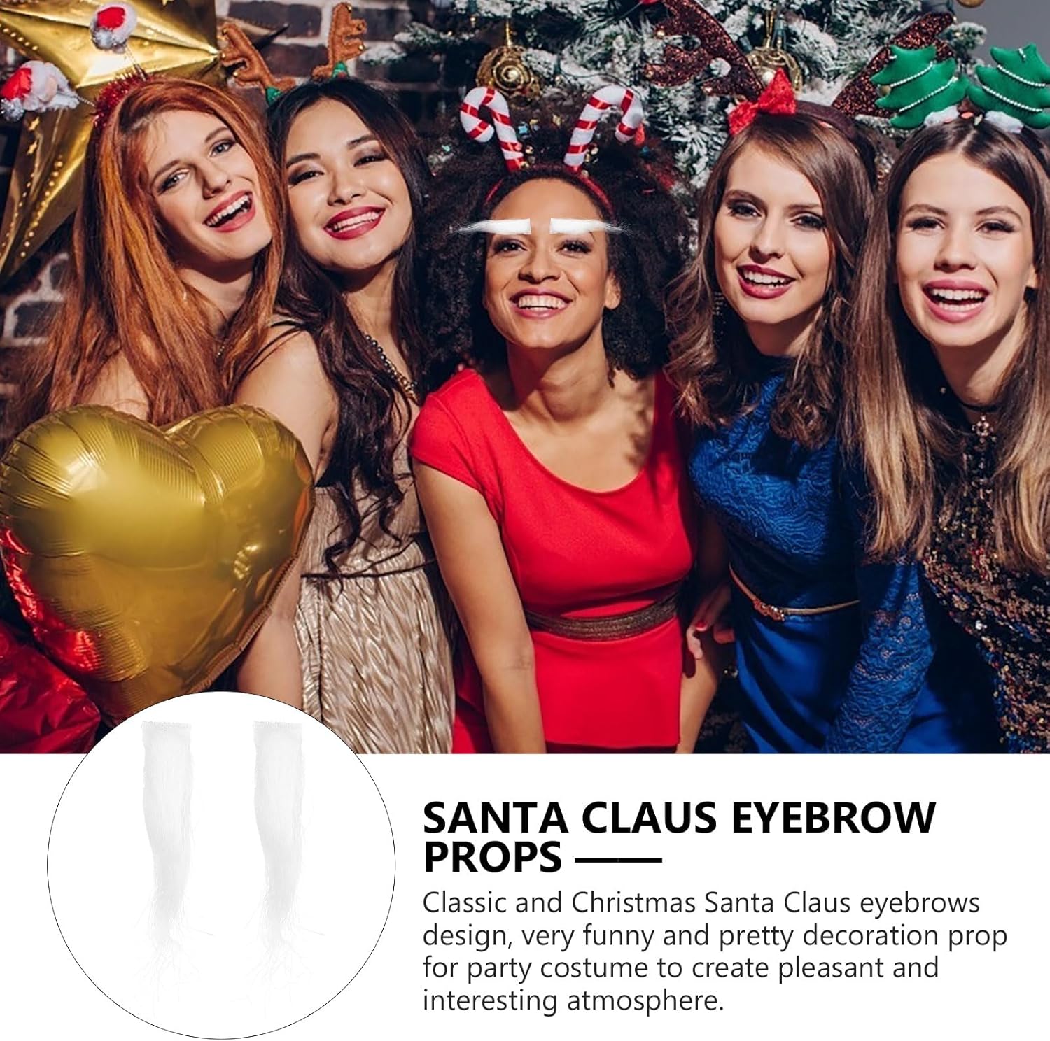 TUESMEILL 2pairs Self Adhesive Santa Eyebrows