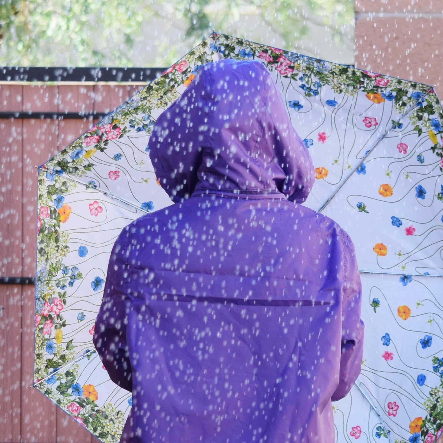 Totes Floral Under Canopy Auto Open Close Umbrella