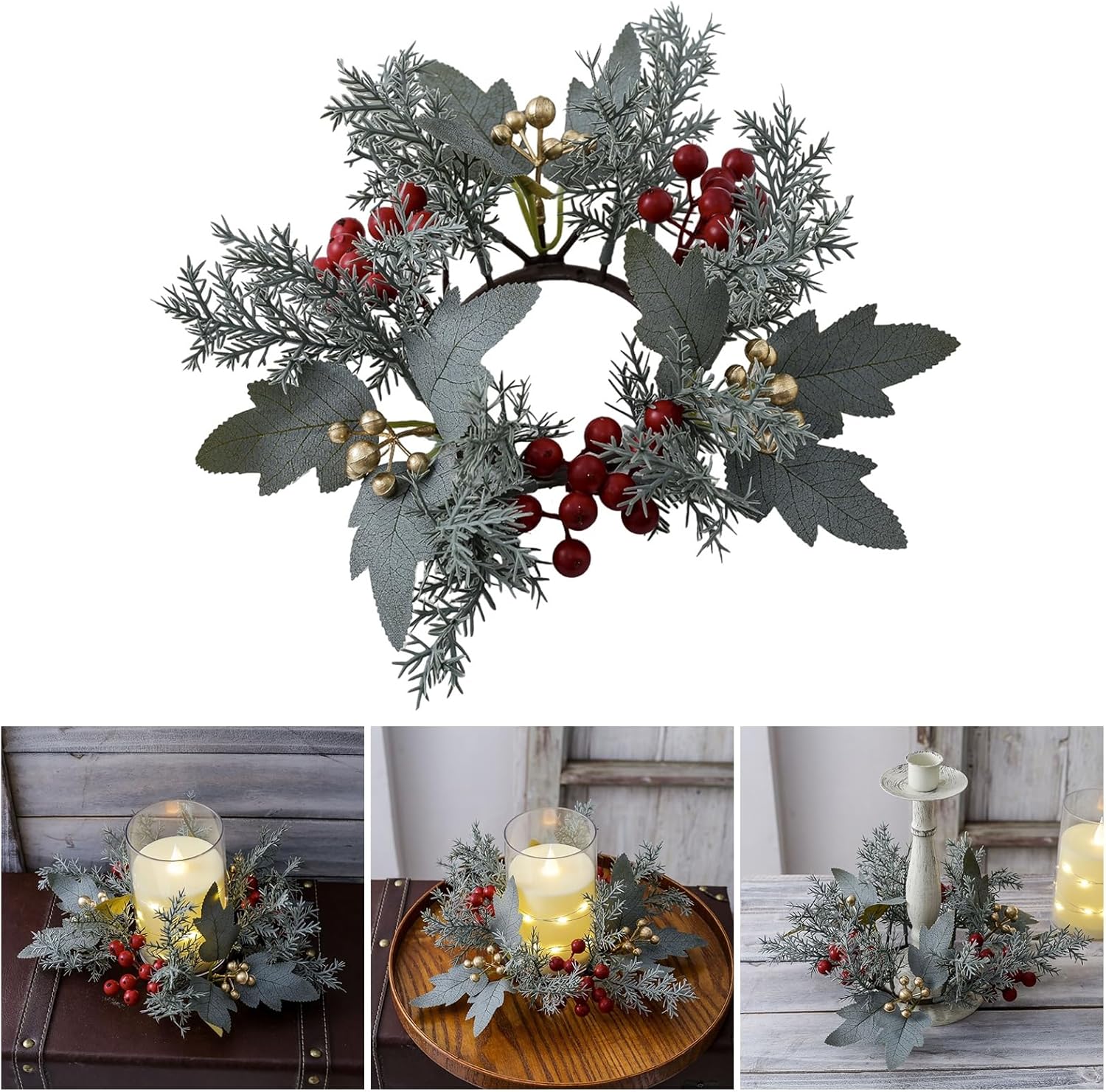 Grebest Candle Ring Decoration Maple Leaf Garland 1