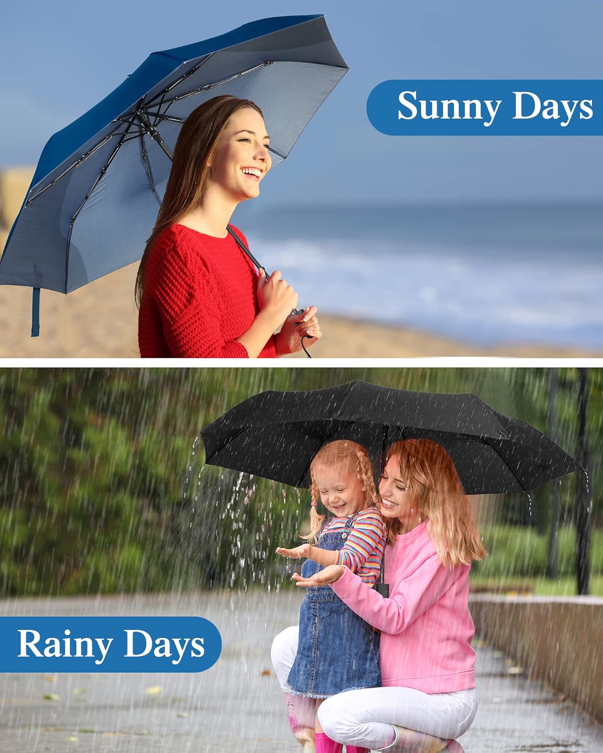 Yahenda 4 Pack Windproof Folding Travel Umbrellas