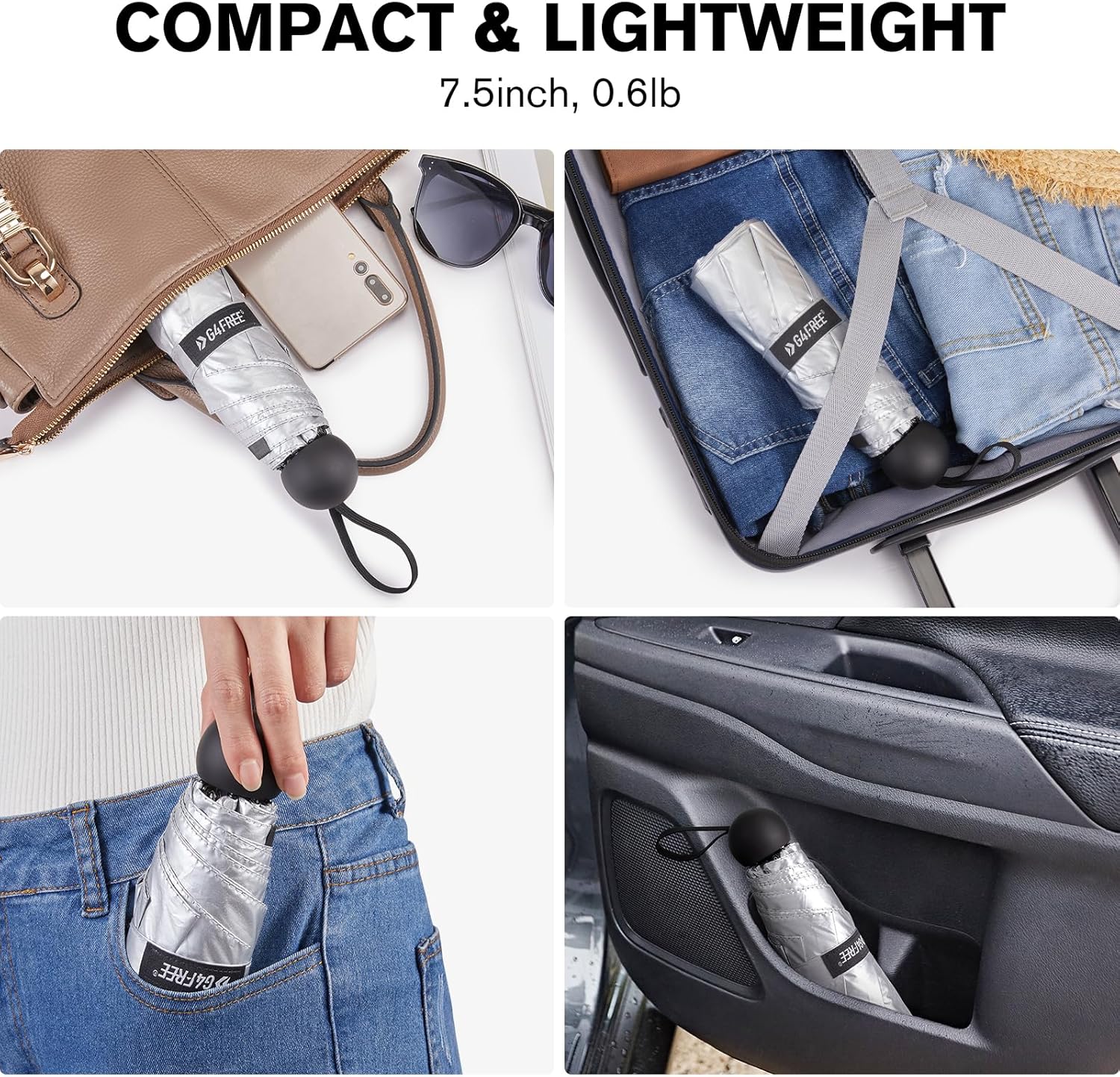 G4Free Compact UV Umbrella UPF 50 Windproof for Travel
