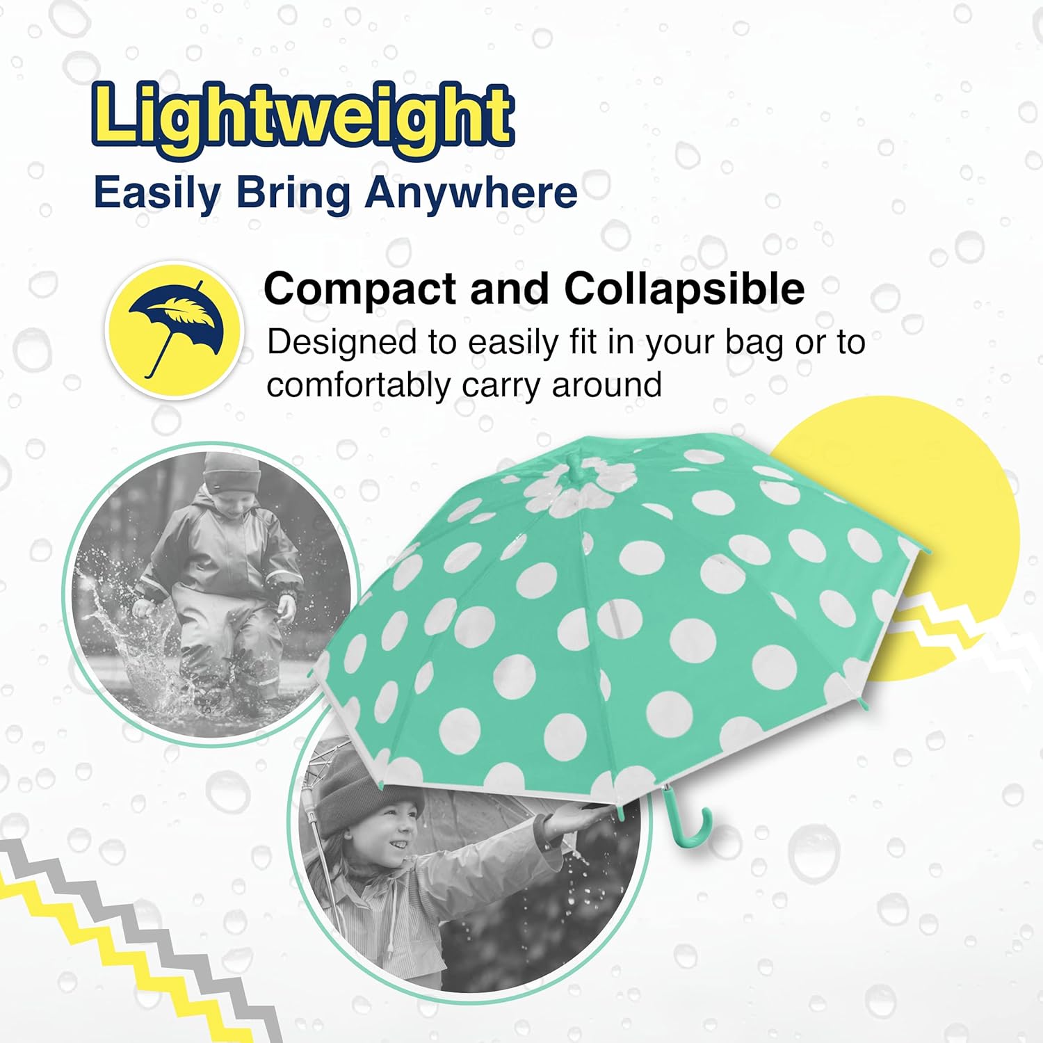 The Weather Station Kids Stick Umbrella with 32 Inch Arc Coverage