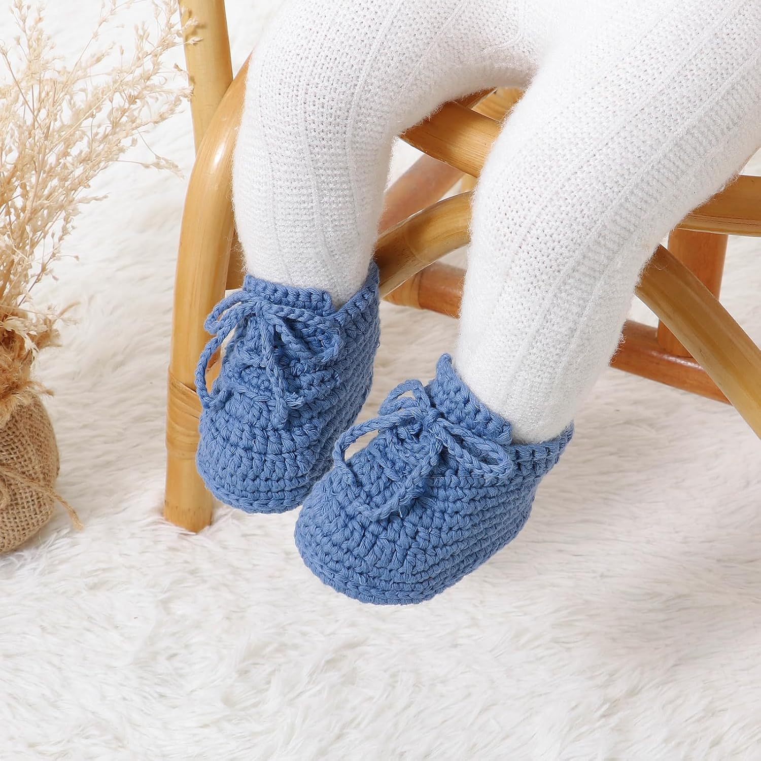 Hadetoto Baby Booties Cotton Knit Soft Socks Shoes for Newborn