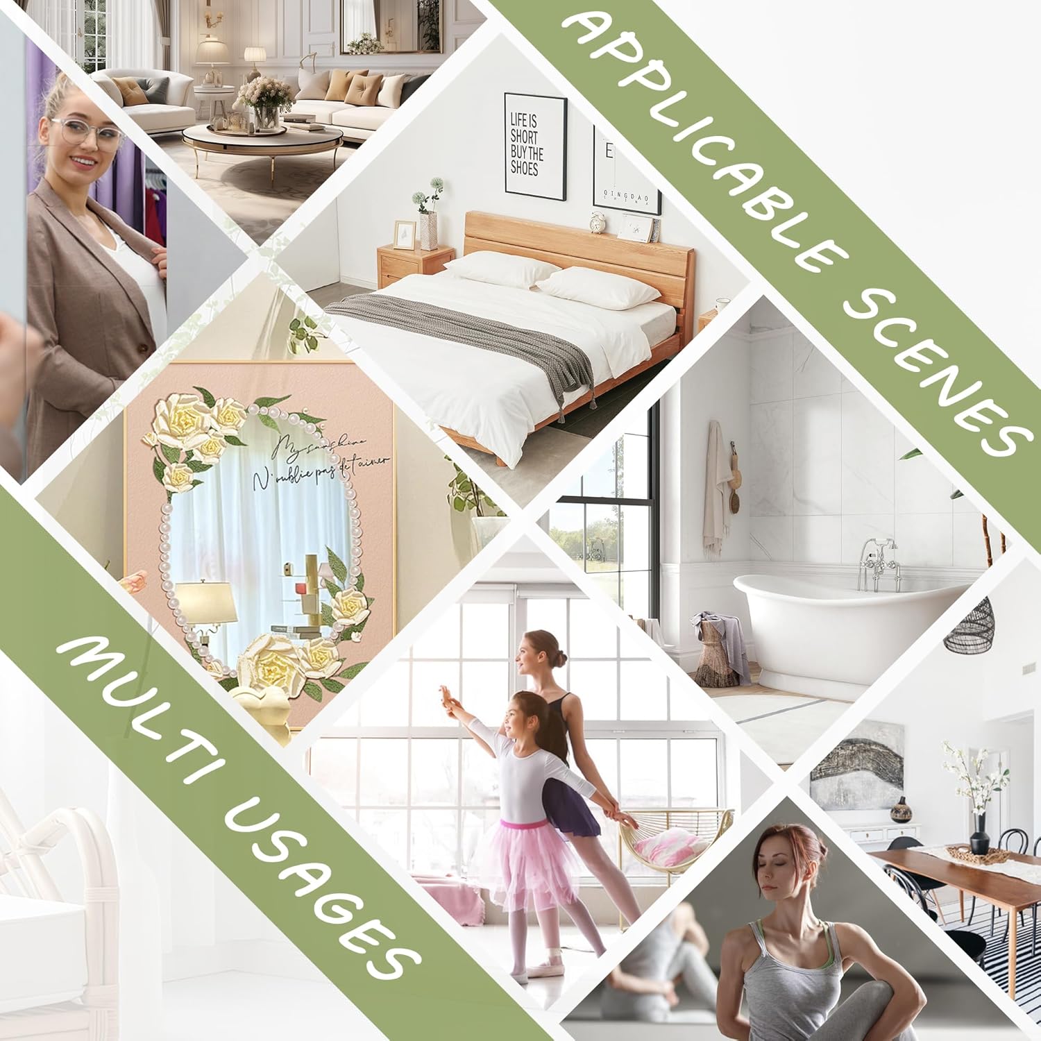 Quacc 4PCS 8x8 Inch Frameless Acrylic Mirrors