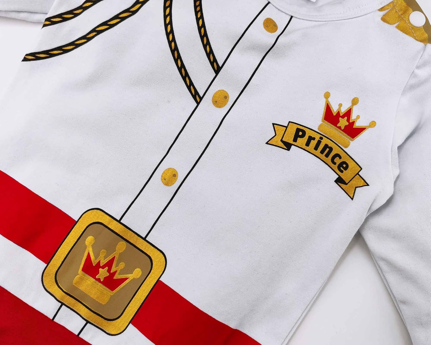 Xuomuen Baby Prince Costume Jumpsuit with Gold Crown