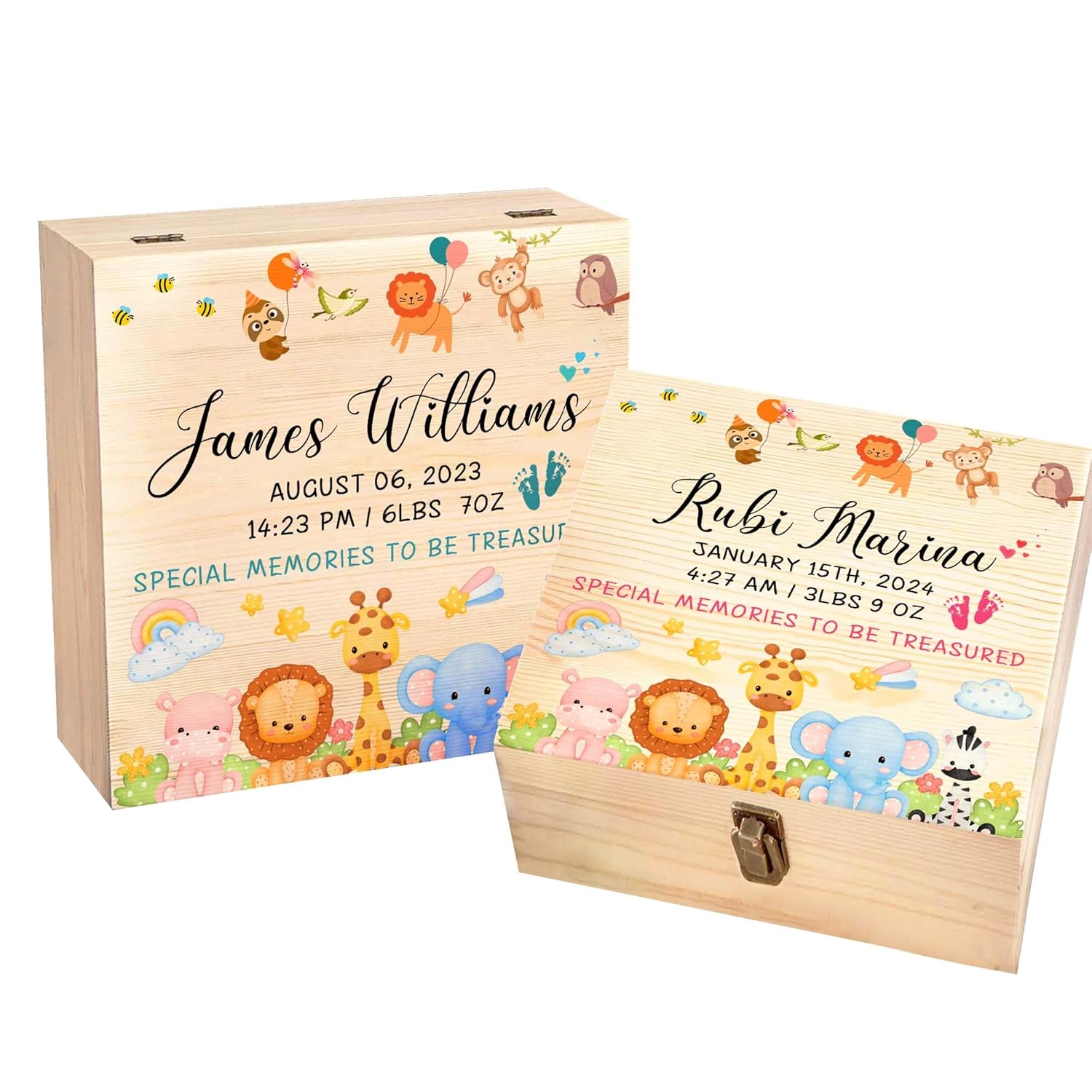Personalized Baby Memory Box with Name and Birth Details