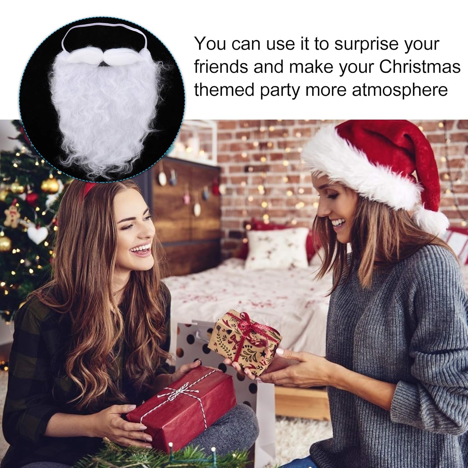 Uonlytech 4pcs Santa Beard Christmas Costume Wig 1