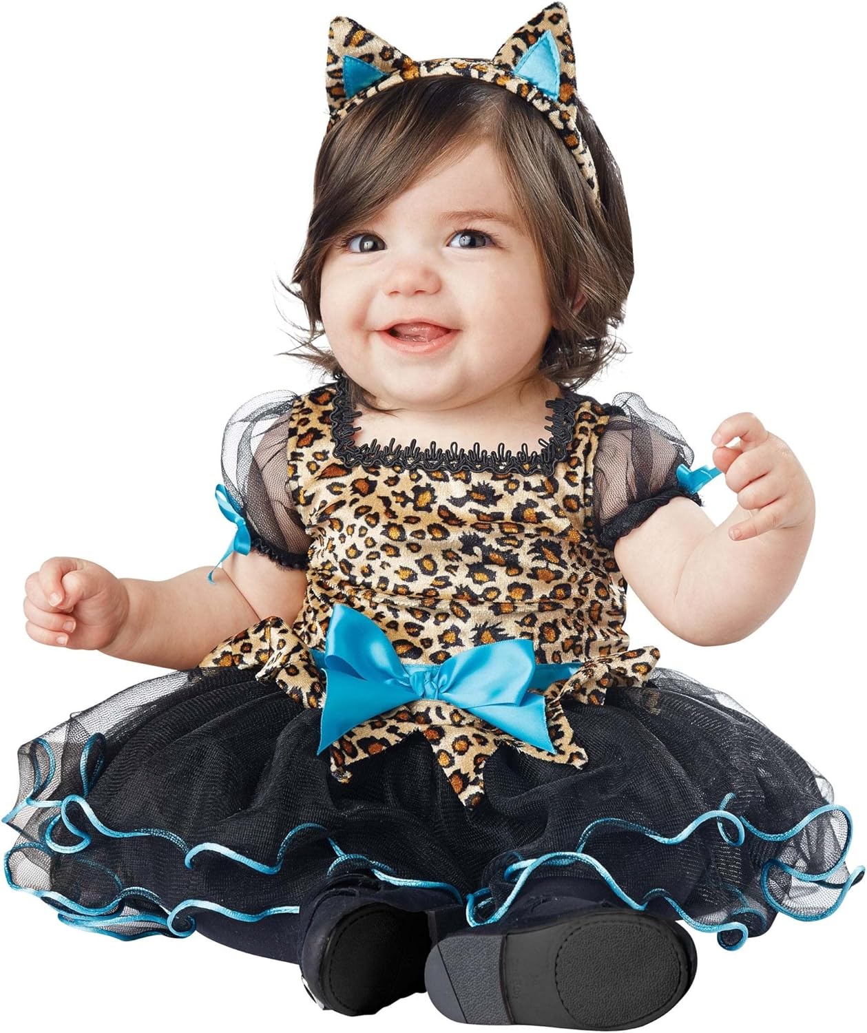 Lovable Leopard Baby Costume Dress with Bow and Headband