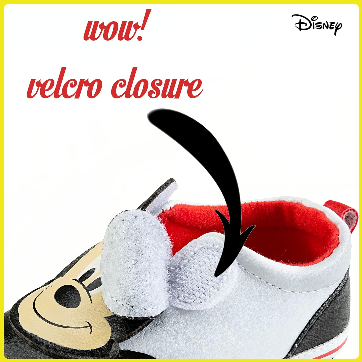 Disney Mickey Mouse Infant Shoes - Velcro Closure Size 12-24 Months