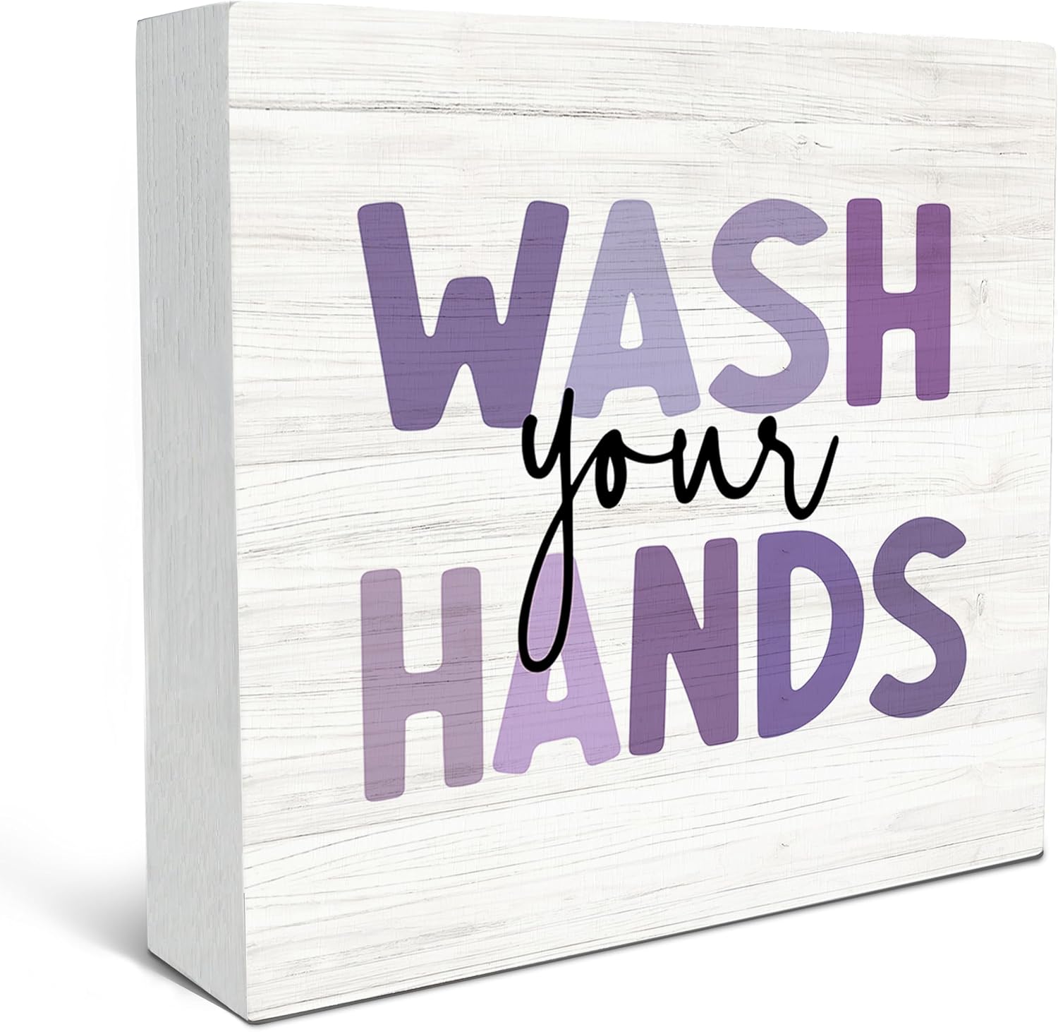 SRADMO Kids Wash Hands Wooden Box Sign