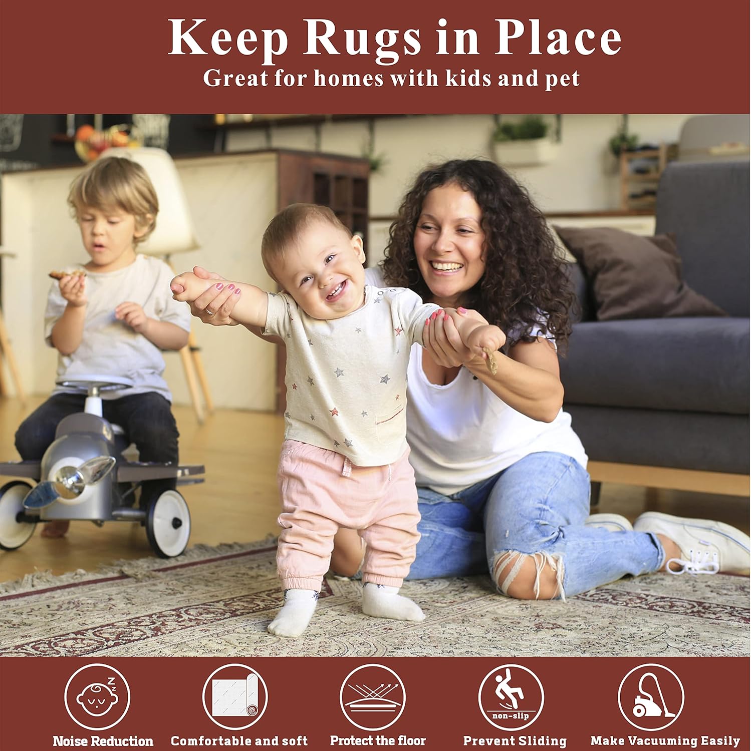 Delluna Non-Slip Rug Pad 2x6 Dual Surface
