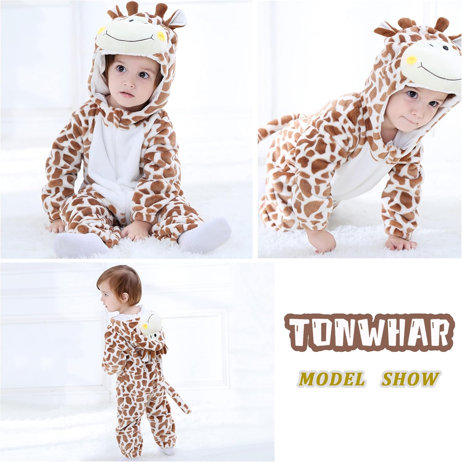 TONWHAR Baby Tiger Dinosaur Costume Hooded Romper for Kids
