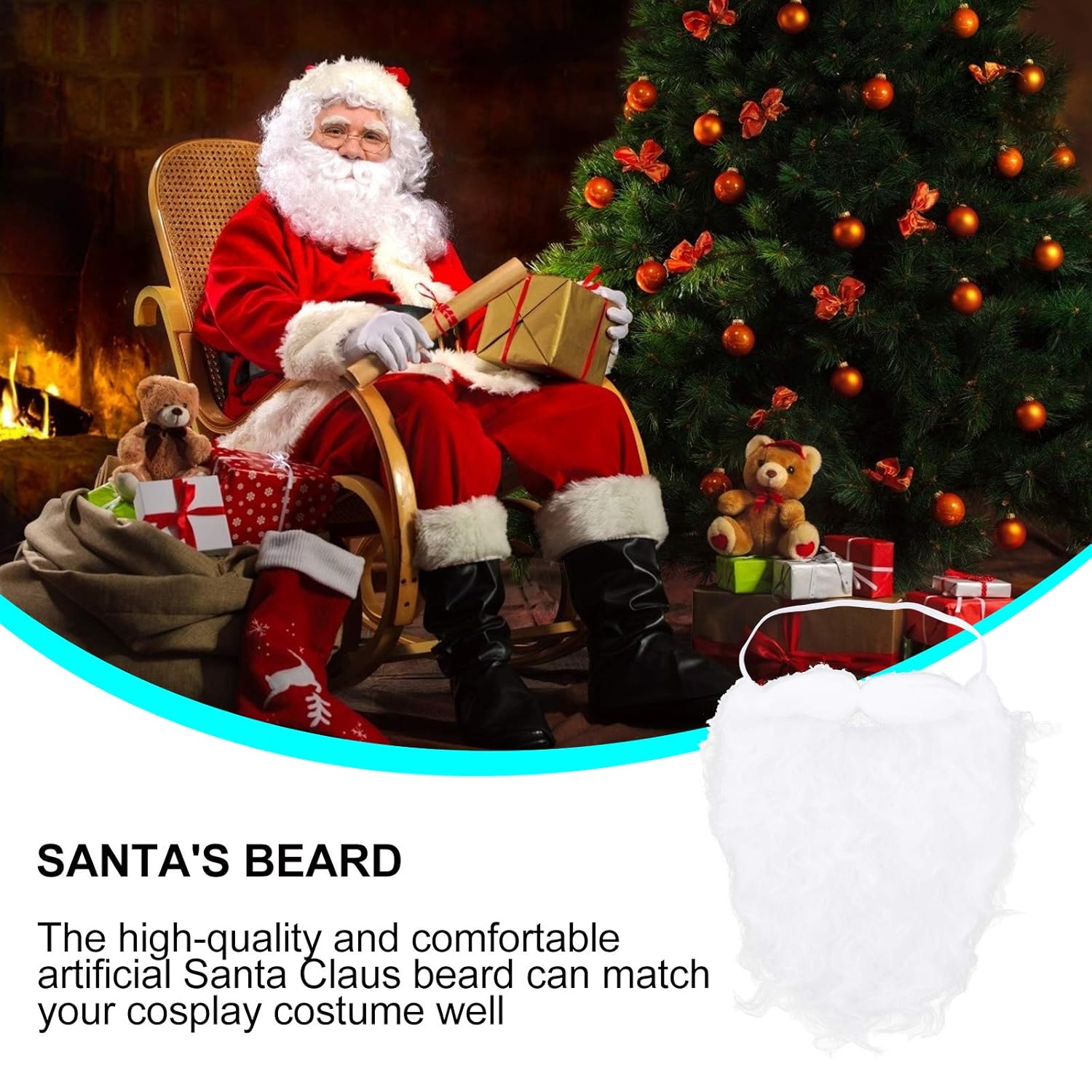Uonlytech 4pcs Santa Beard Christmas Costume Wig 1