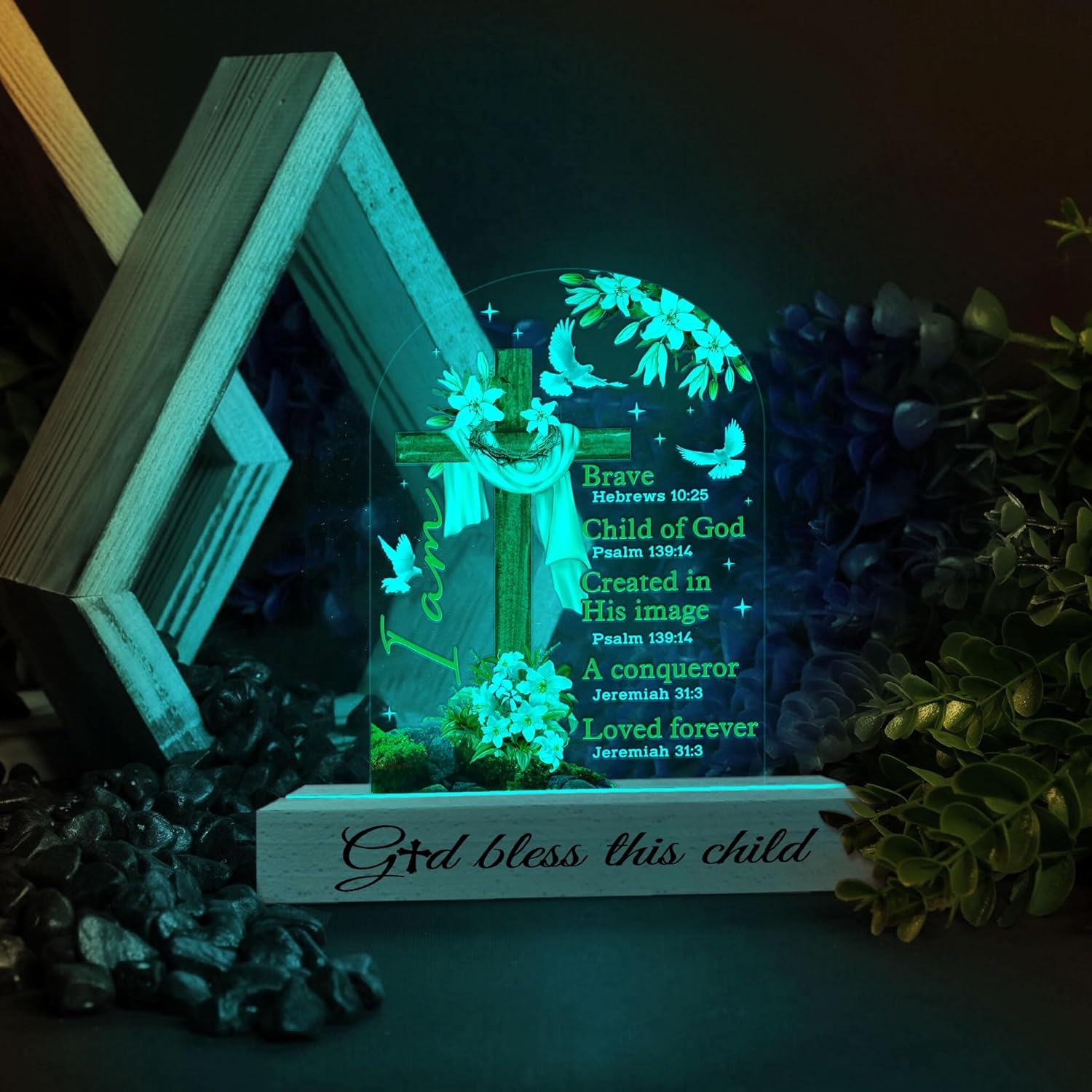 Godchild 3D Illusion Acrylic Lamp - Baptism Gift for Baby Boy Girl
