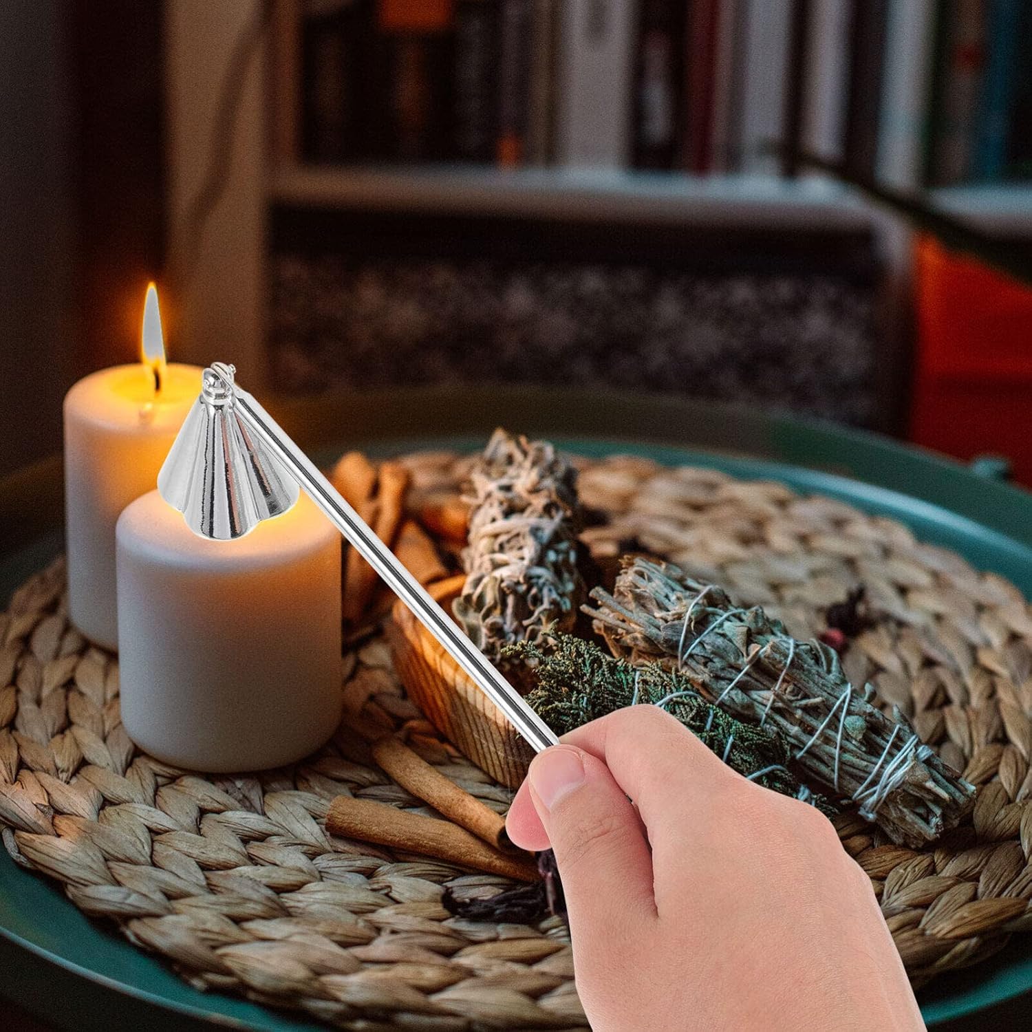 EXCEART Silver Candle Snuffer with Handle