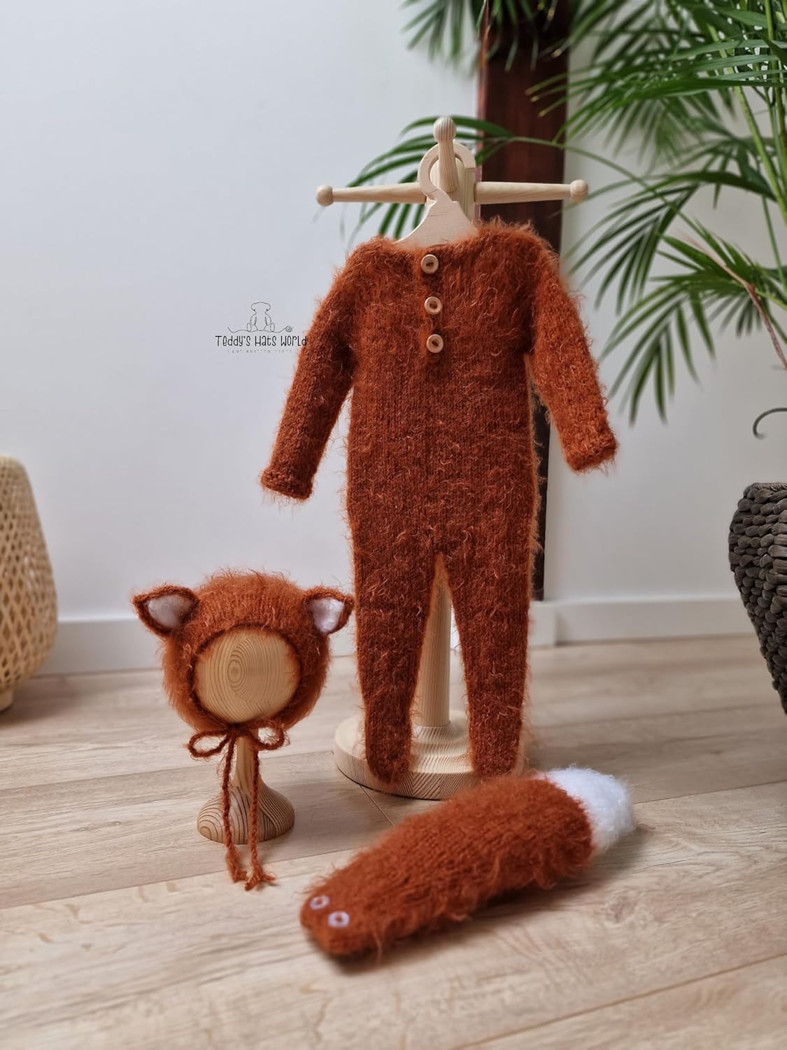 Handmade Baby Fox Costume Set with Sleeper and Tail