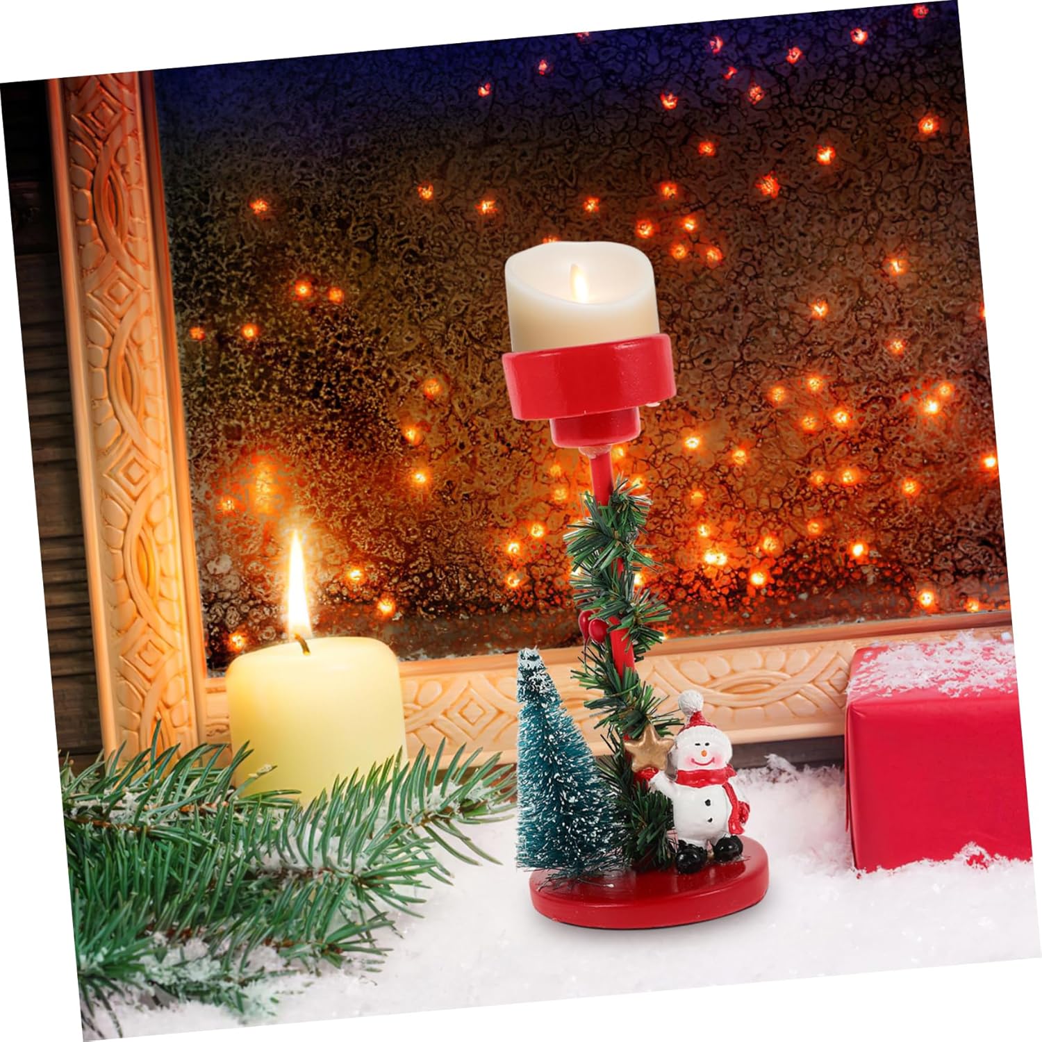 Snowman Candle Holder Christmas Decor for Tree and House