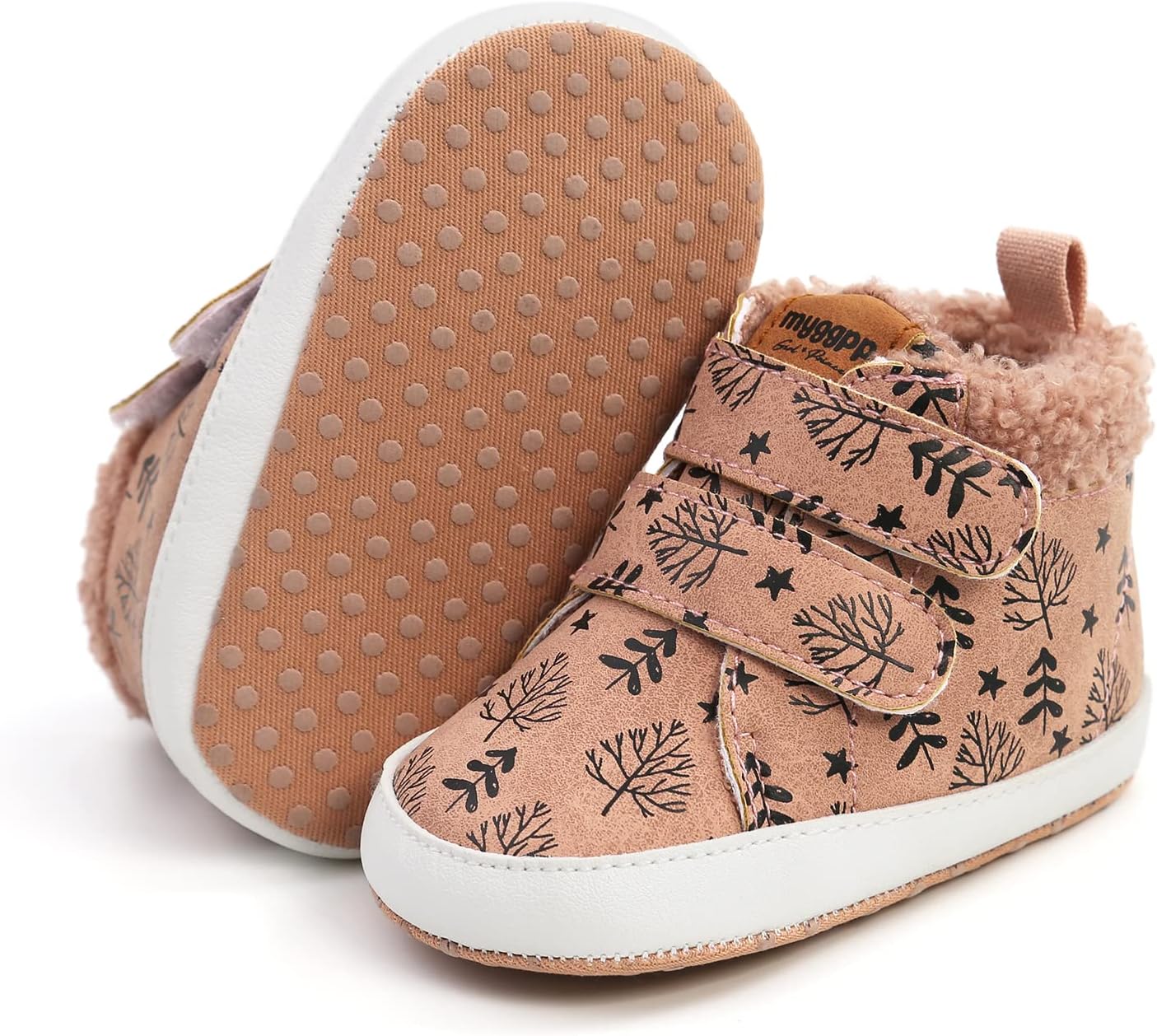 FAMI Baby Winter Booties Cozy Suede Hook and Loop