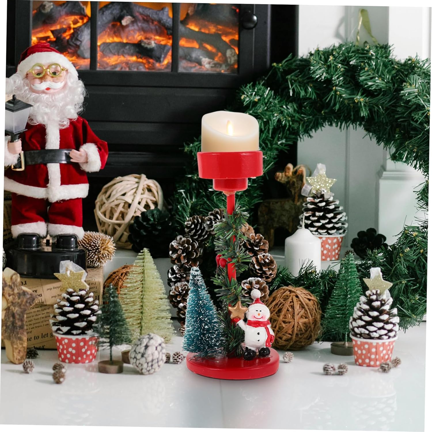 ETHZZLE Snowman Candle Holder Ornament for Christmas Decor