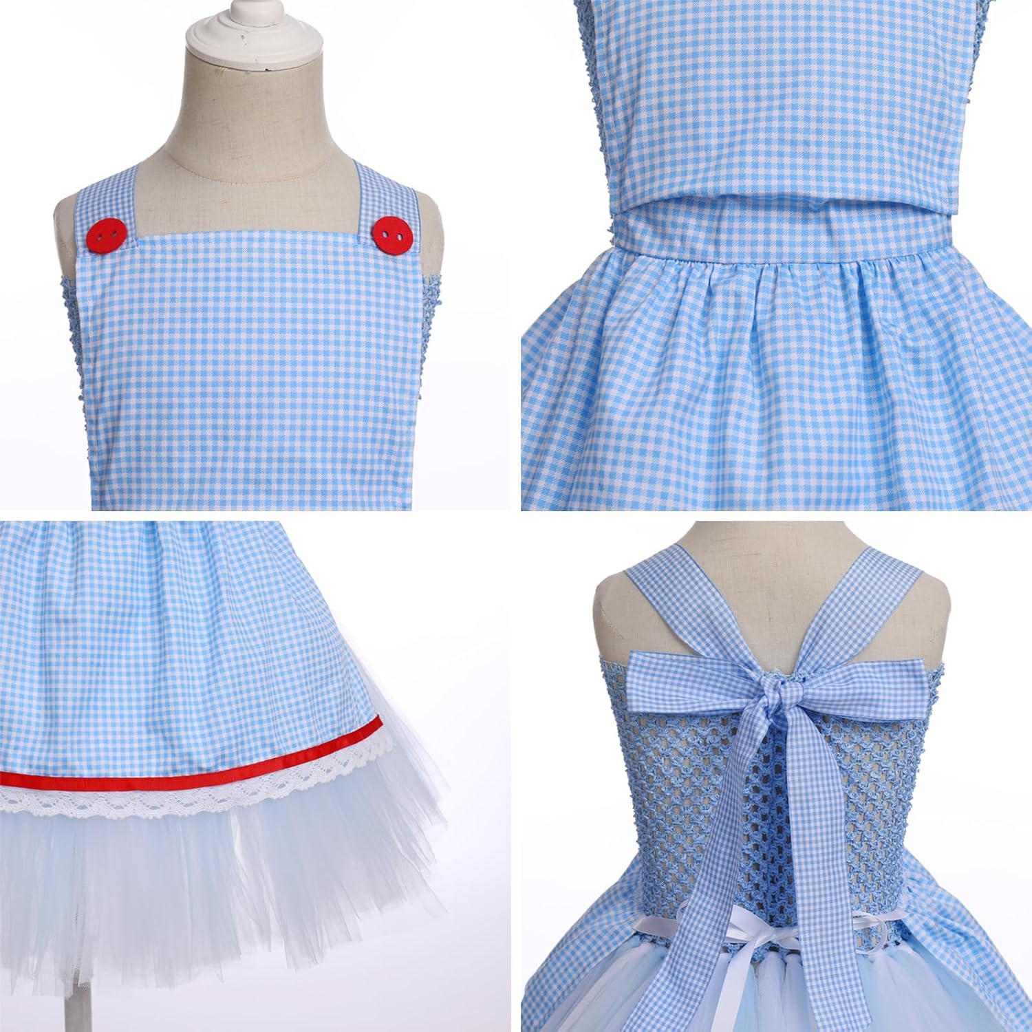 IMEKIS Toddler Halloween Princess Gingham Tutu Dress