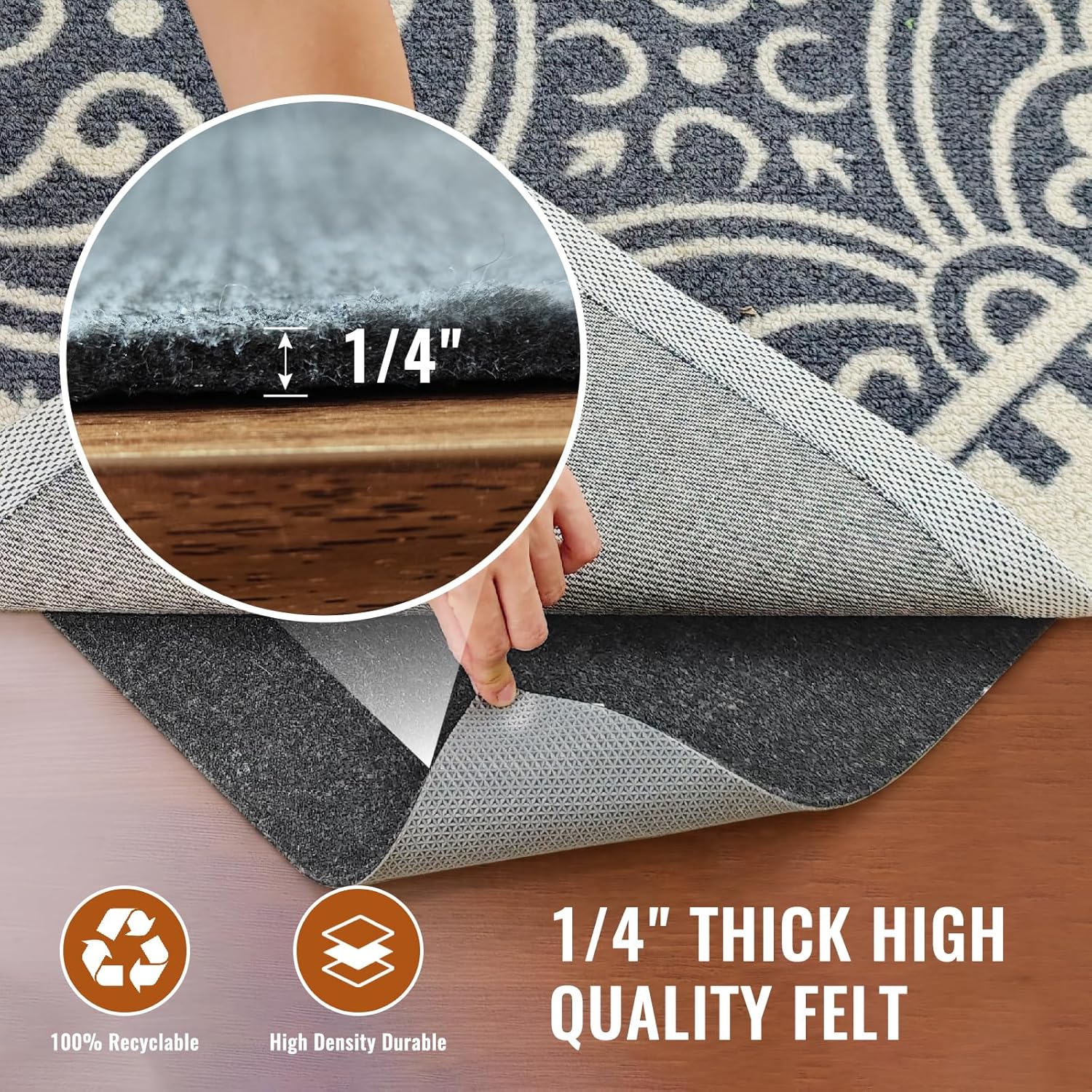 Comfypad Felt Rug Pad 2x6ft Non-Slip Floor Protector