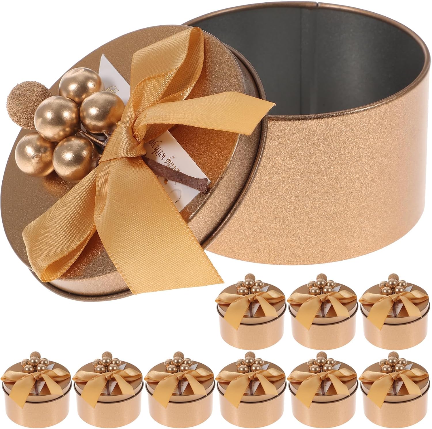 Cabilock 10pcs Tinplate Candy Boxes with Red Bow