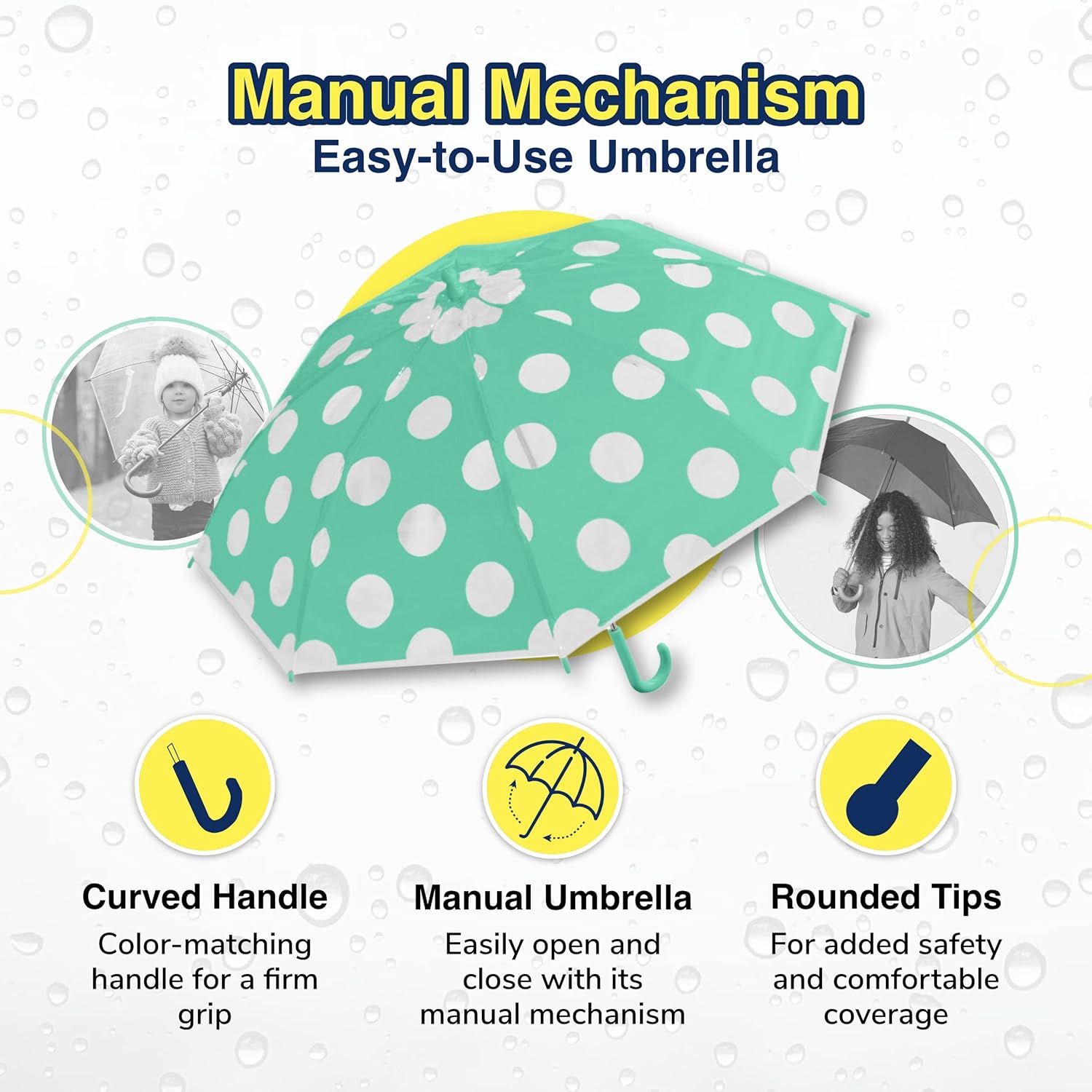 The Weather Station Kids Stick Umbrella with 32 Inch Arc Coverage