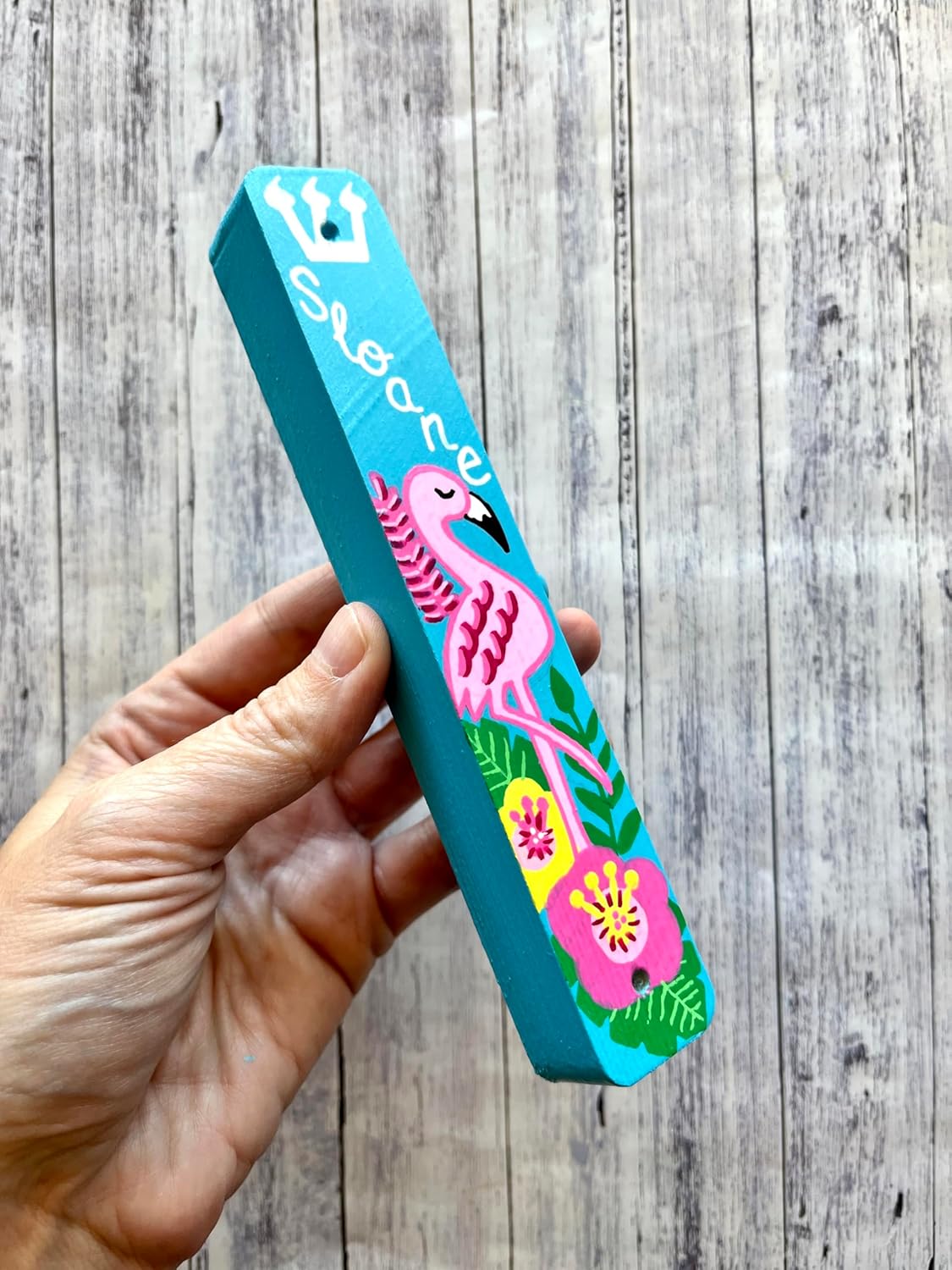 Lea Joelle Flamingo Mezuzah with Name 1